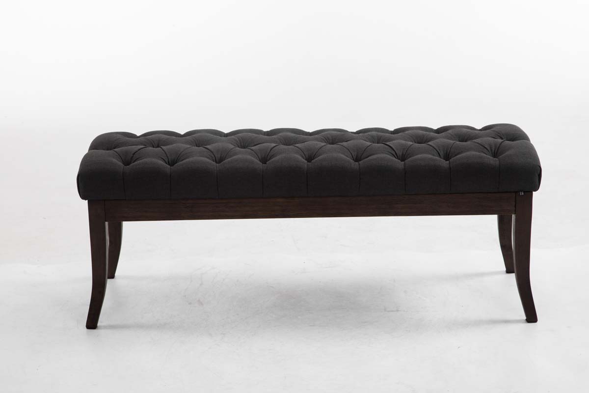 Taburete Recibidor Ramses En Tela & Madera Oscura