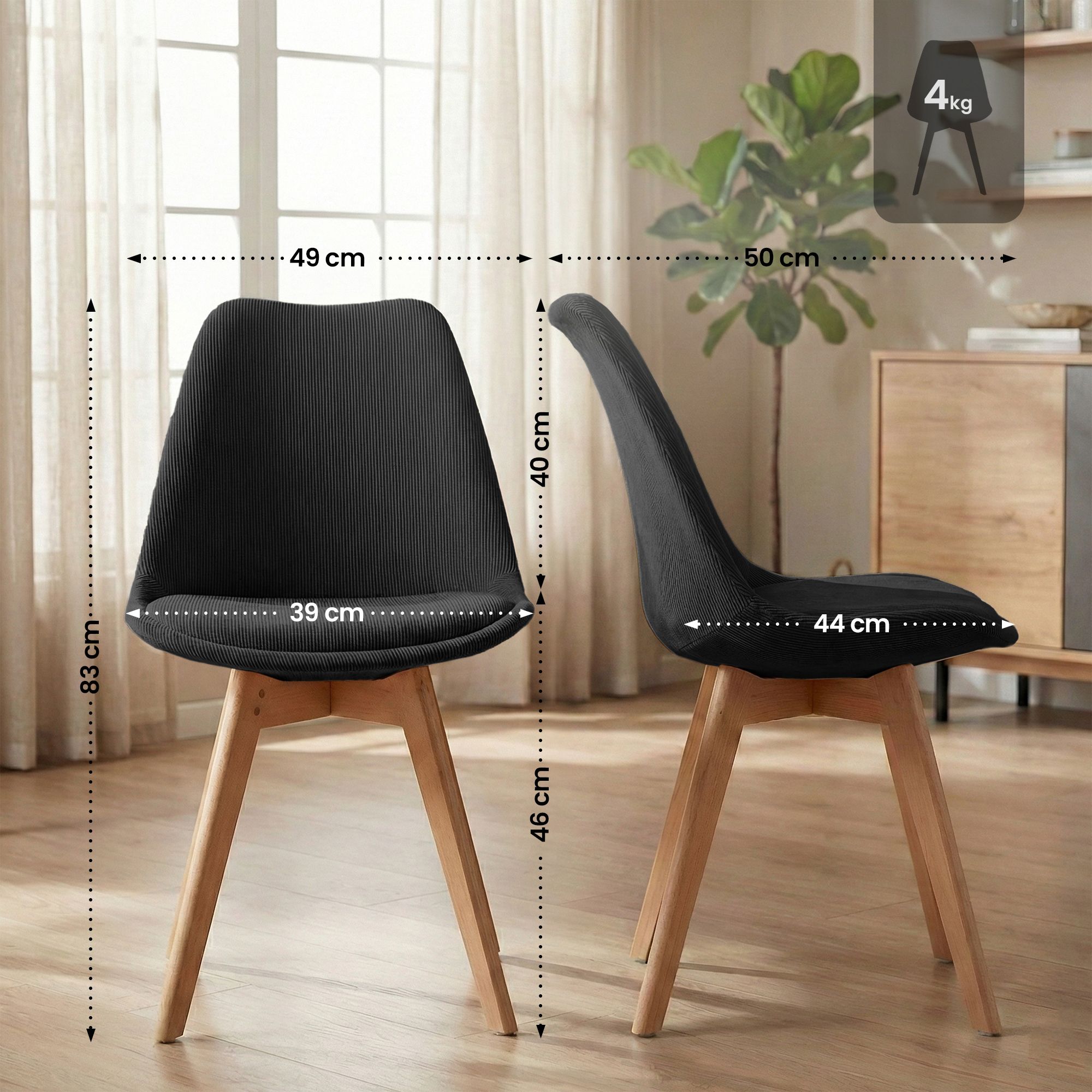 Juego de 4 sillas de comedor Linares