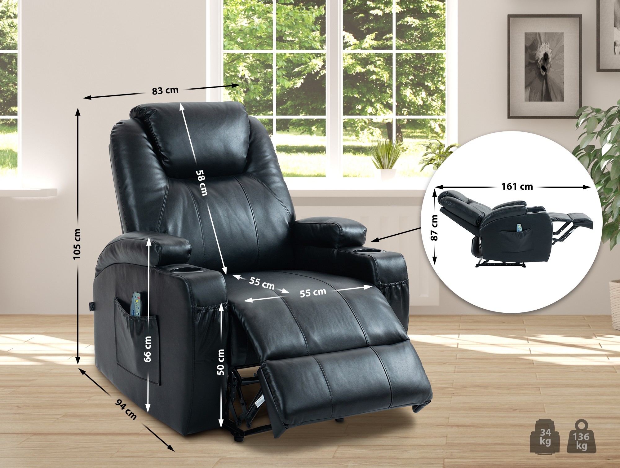 Sillón Galena con función de masaje