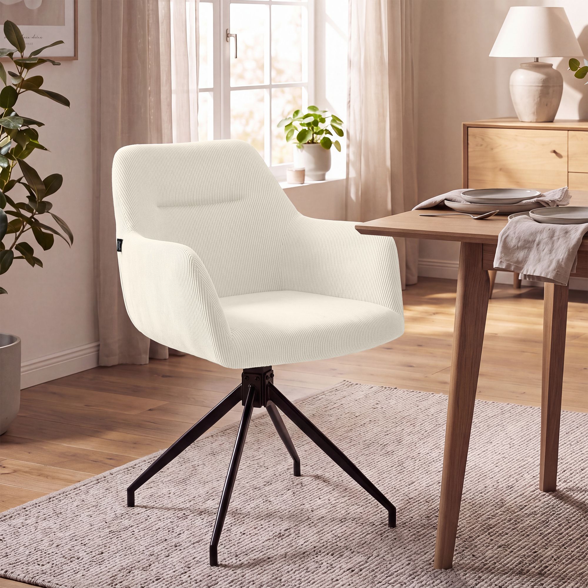 Silla de comedor Merlinda de pana
