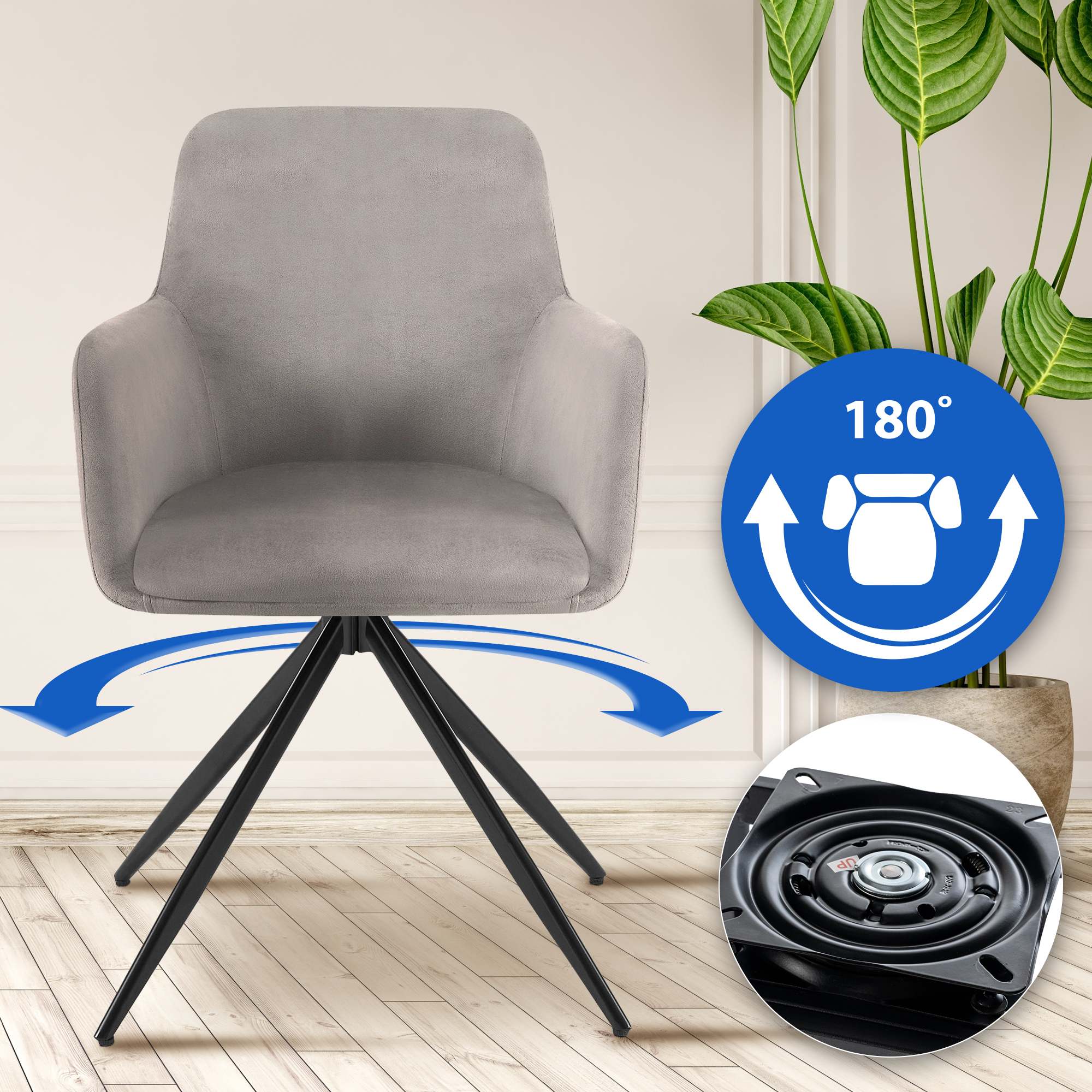 Silla de comedor Olema en terciopelo