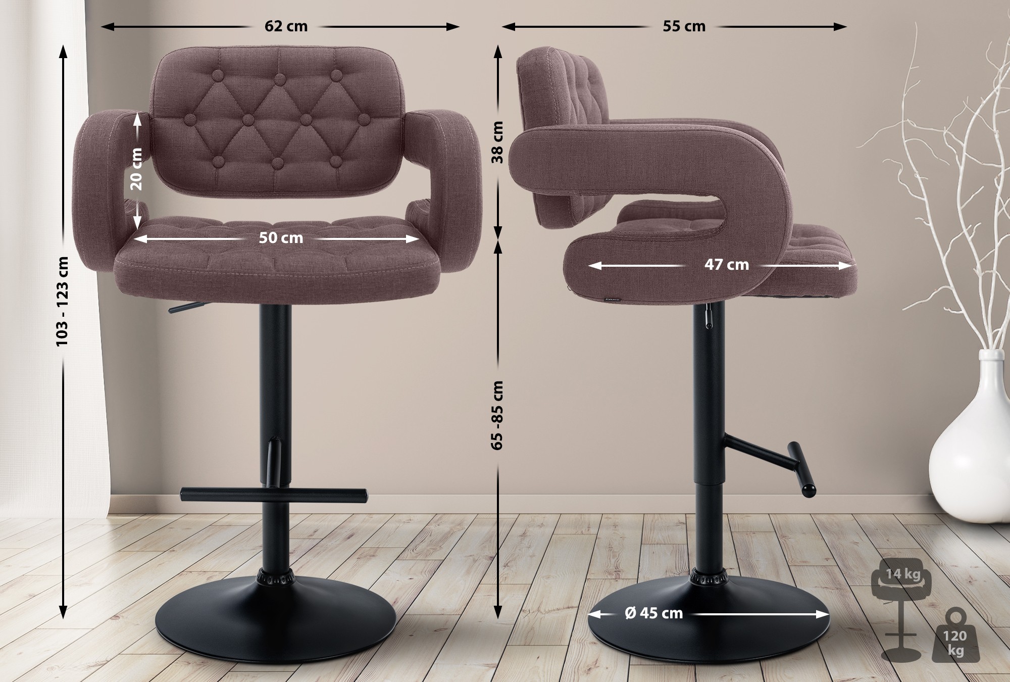 Taburete de Bar Dublin en Tela