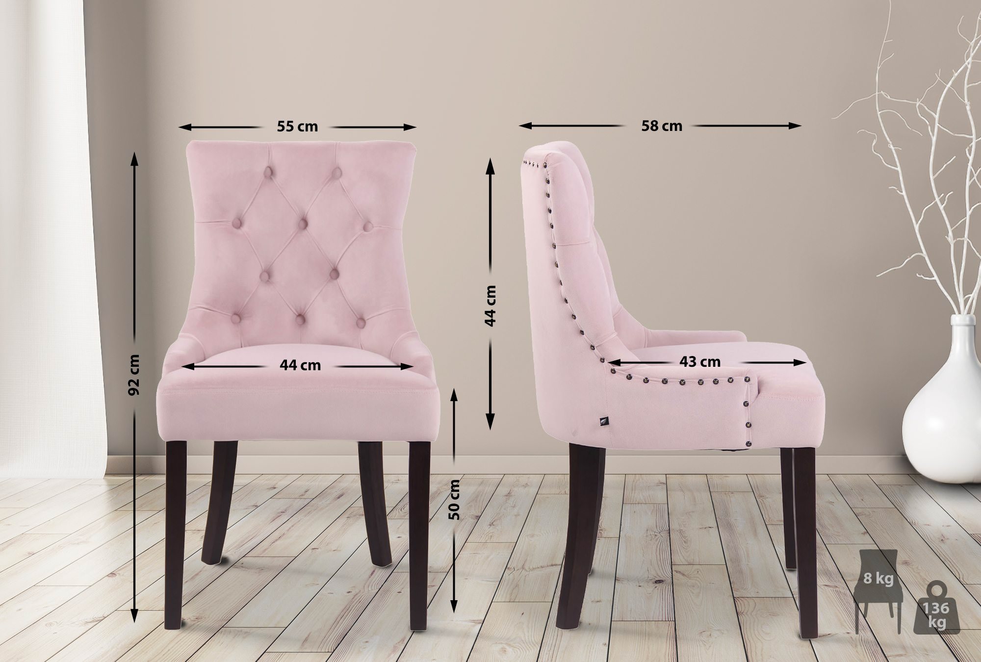 Silla De Comedor Aberdeen En Terciopelo