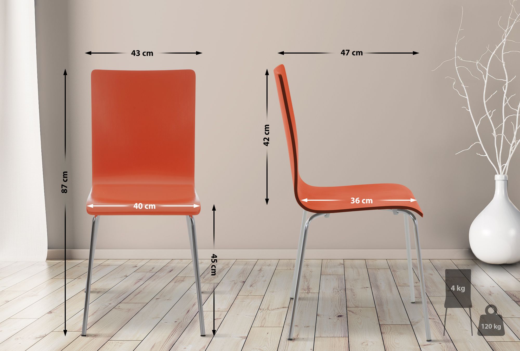Juego de 2 Sillas de Espera Pepe Naranja