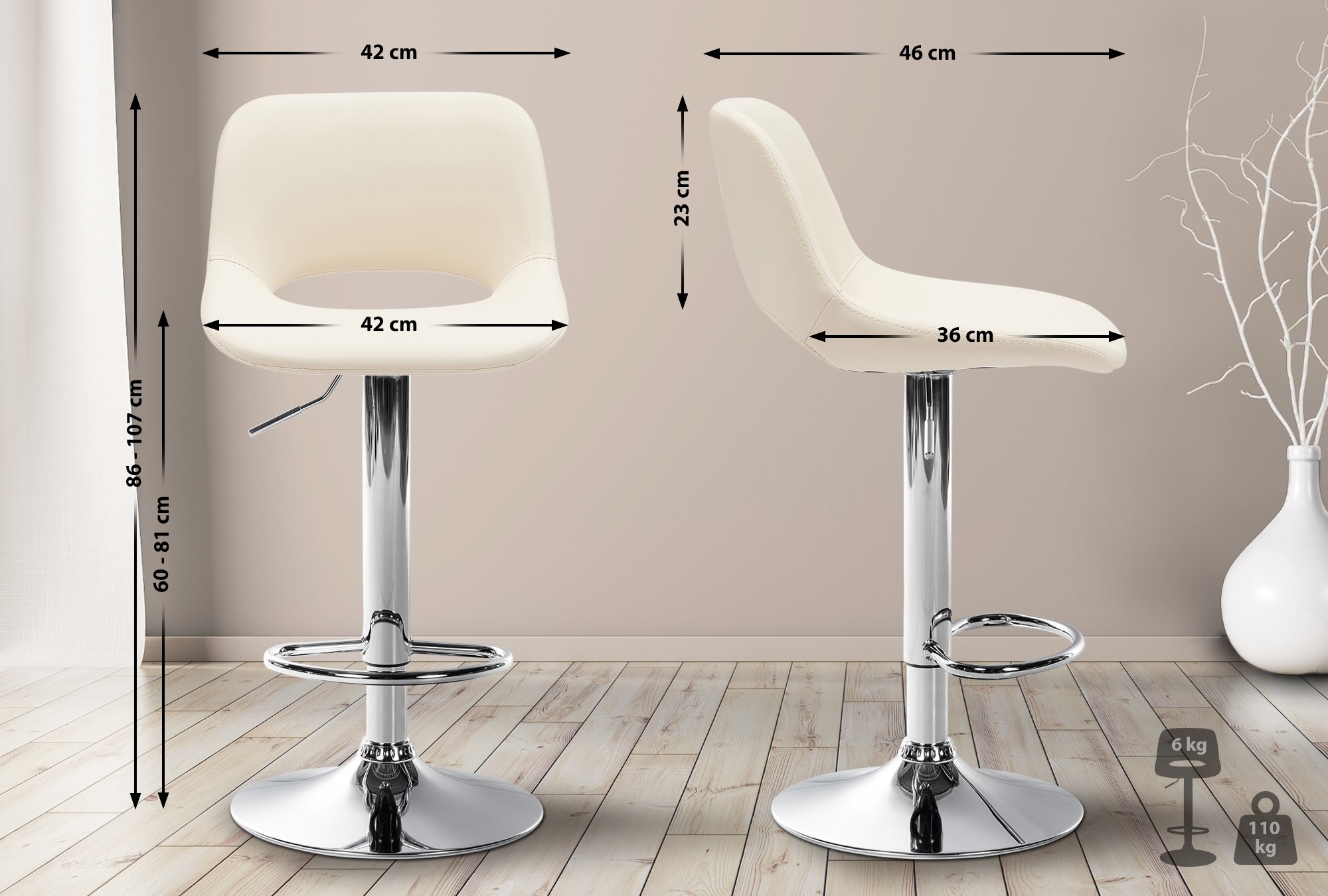 Set de 2 Taburetes de bar Camden En Polipiel