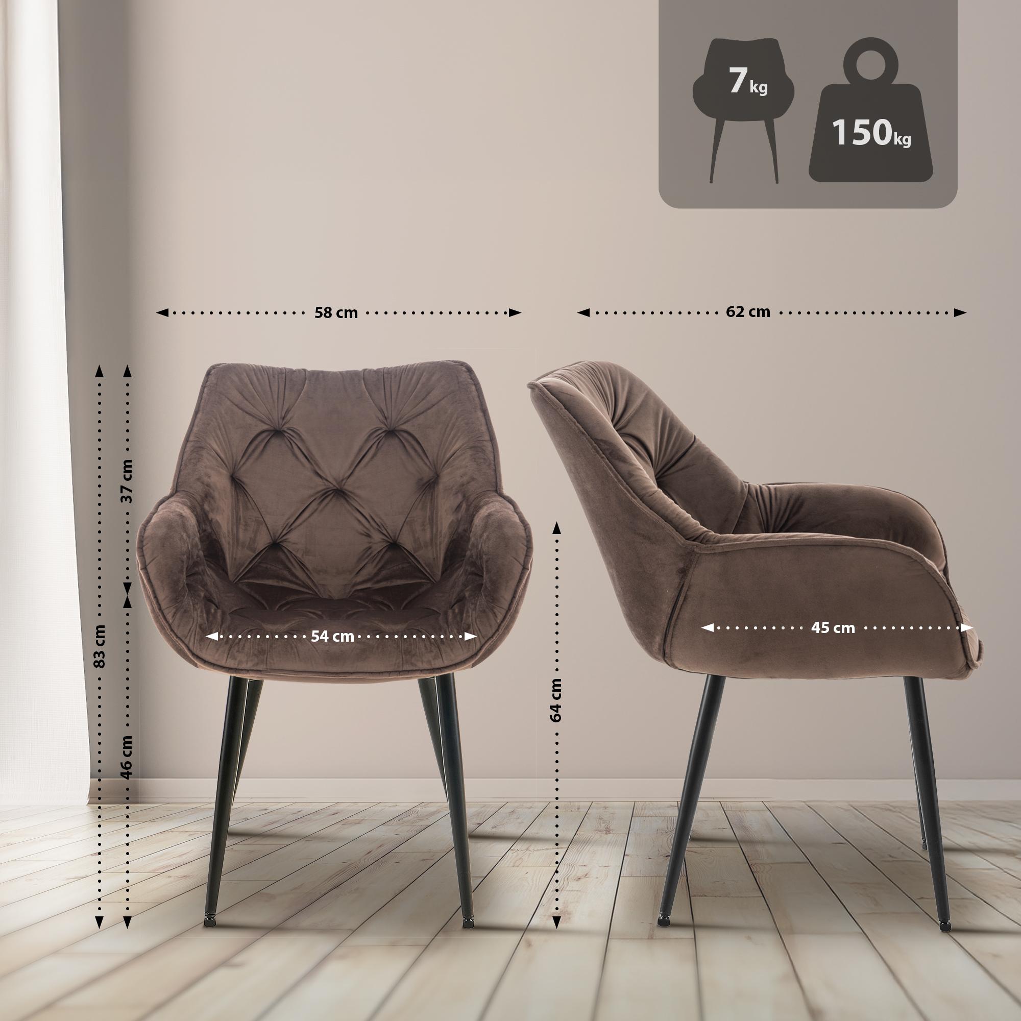 Set de 4 sillas Tanna de salón en terciopelo