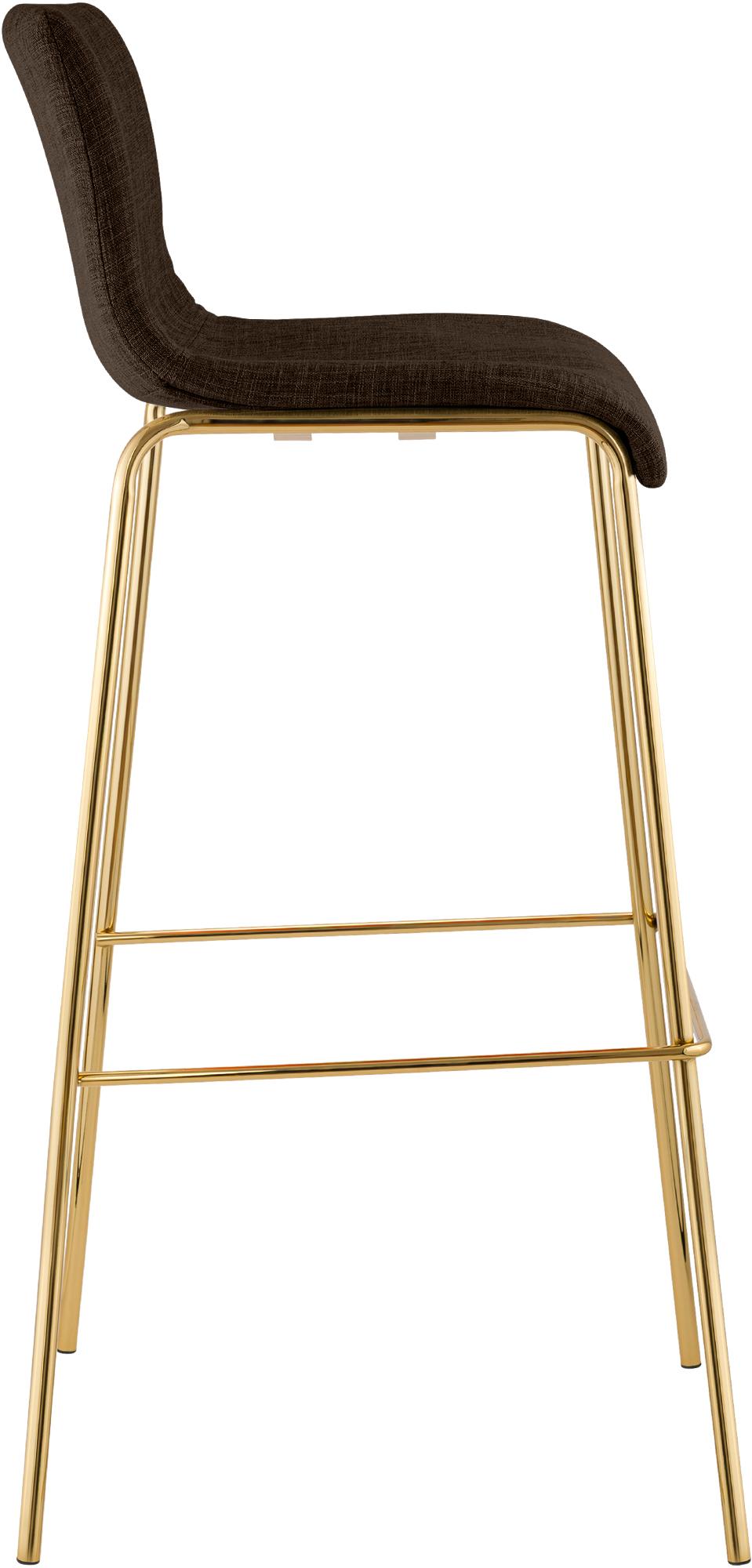Set de 2 Taburetes de Bar Hover de Tela con Estructura de Cuatro Patas Dorada