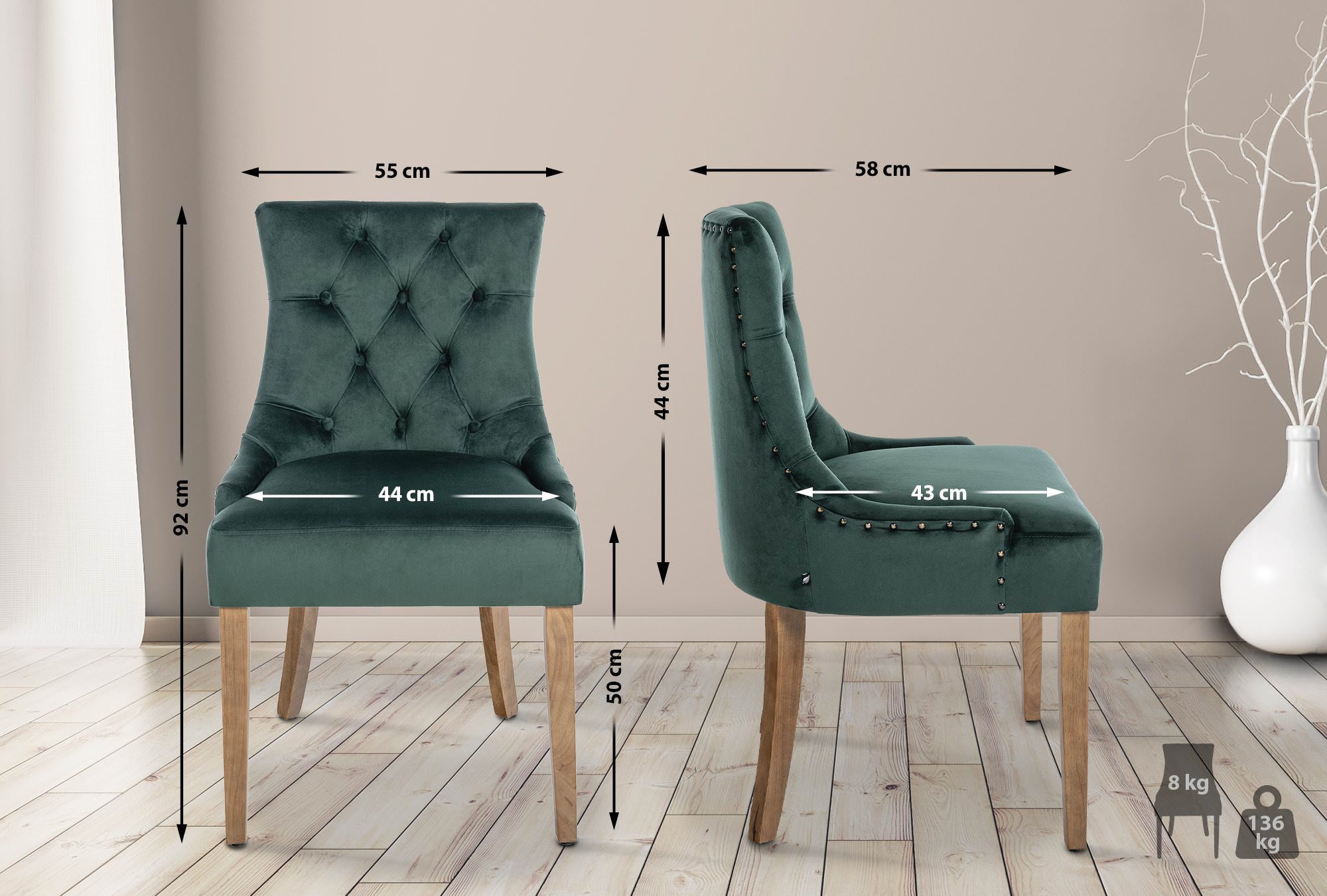 Silla De Comedor Aberdeen En Terciopelo