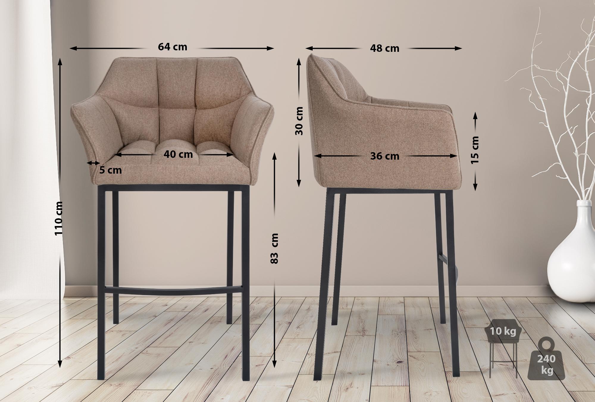 Taburete de Bar Damaso con Fieltro y Base de Cuatro Patas