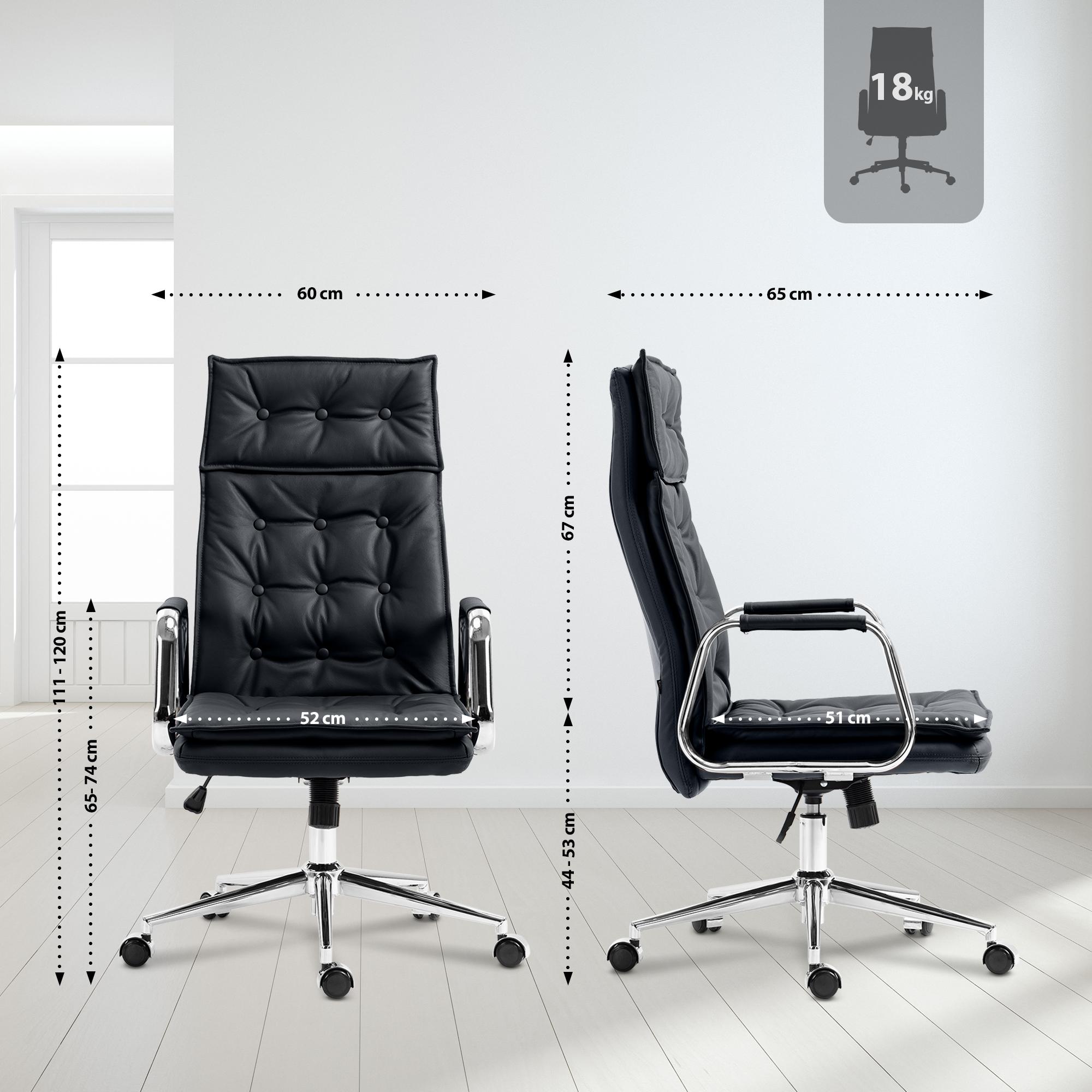 Silla de oficina Sotira de cuero genuino