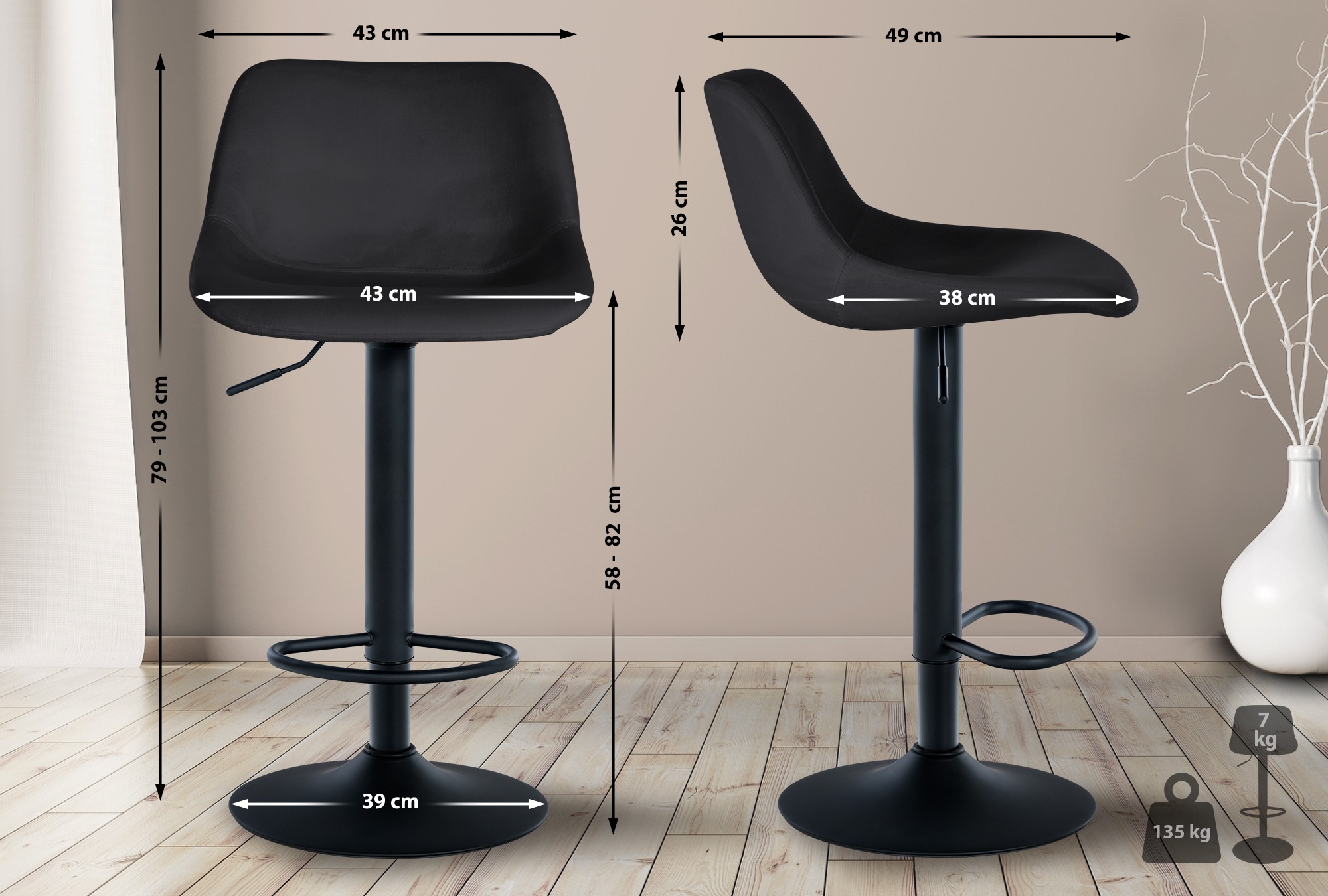 Set de 2 Taburetes de bar Loft