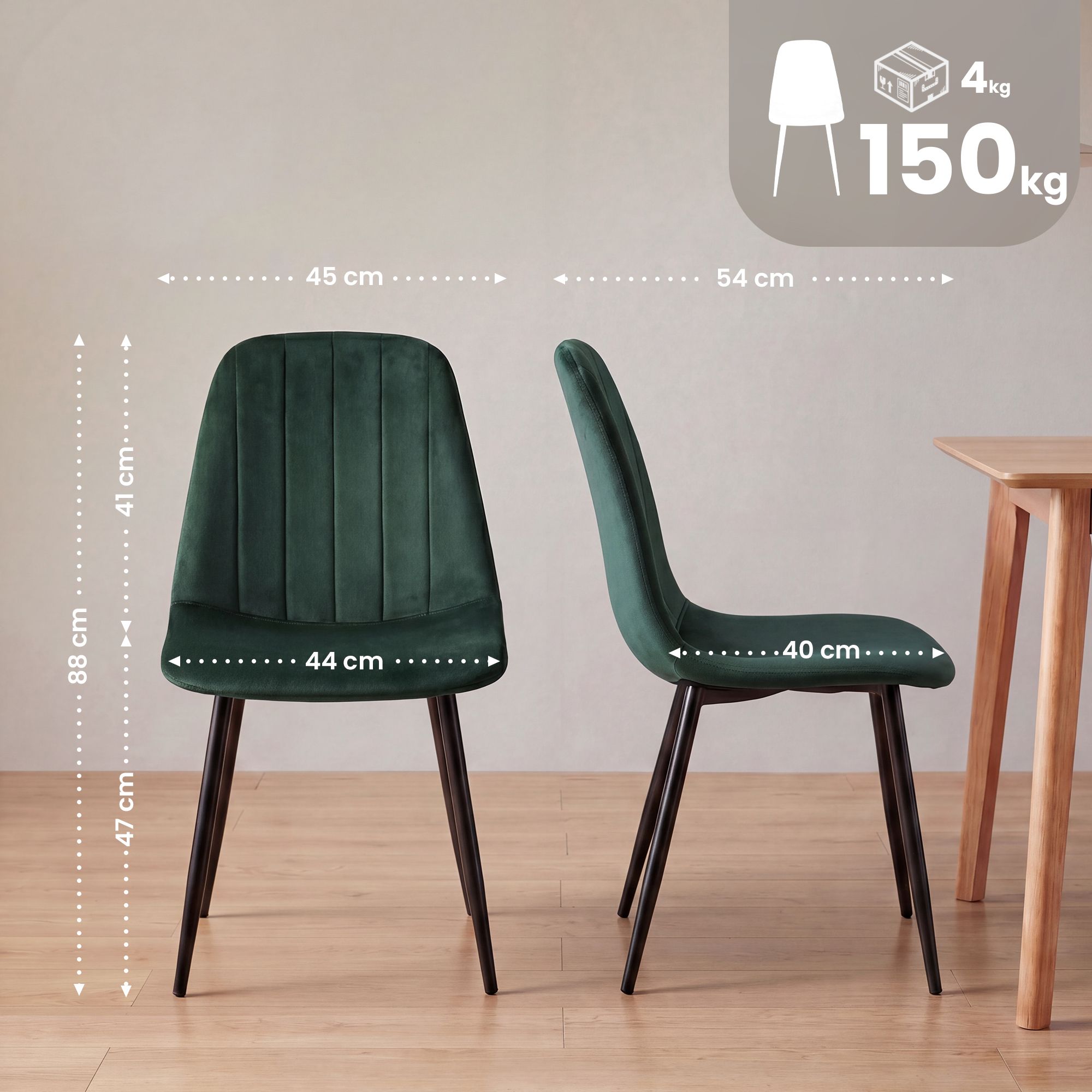 Silla de comedor Baxter de terciopelo