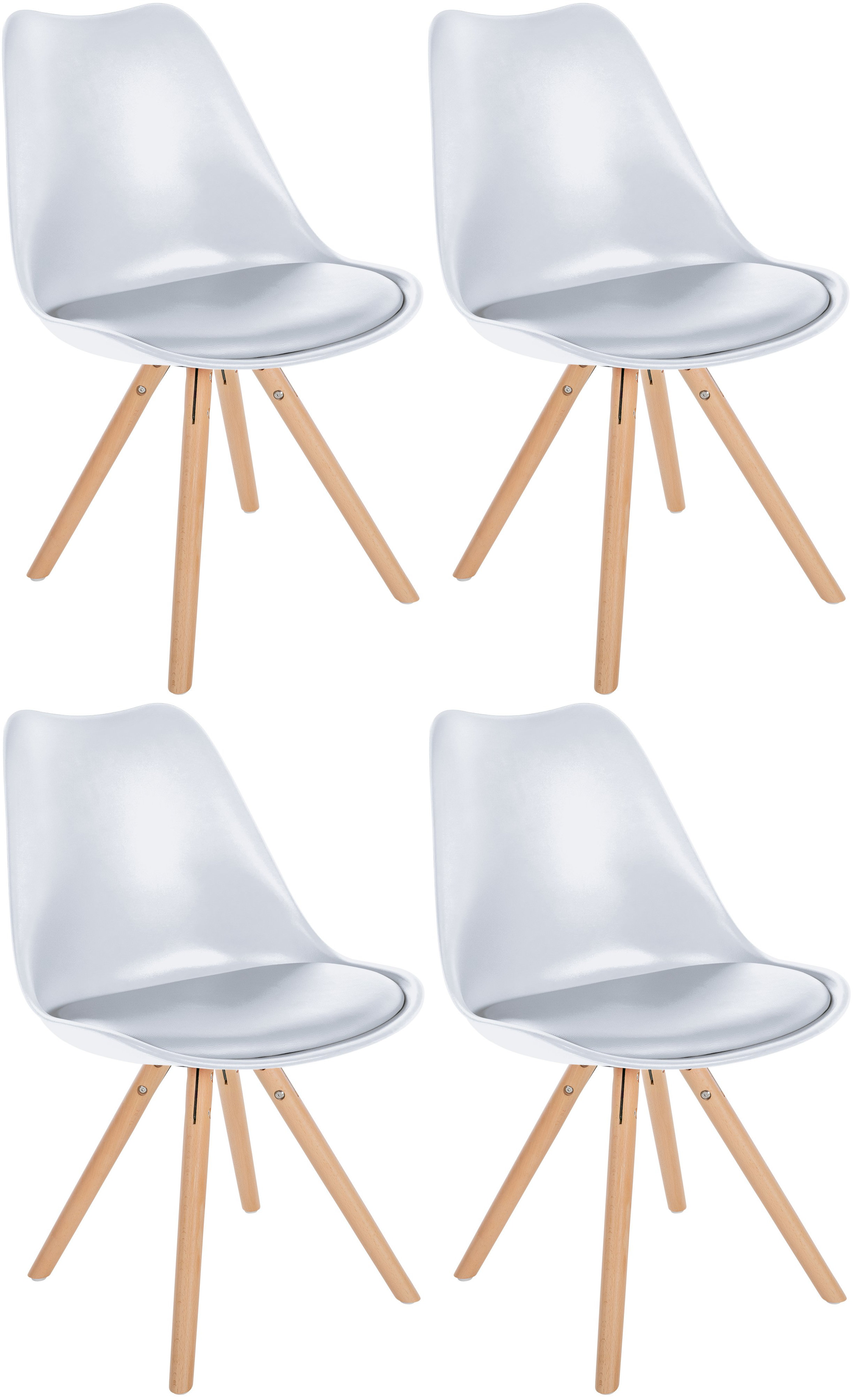 Set de 4 sillas de comedor Sofia con base de madera y asiento en polipiel