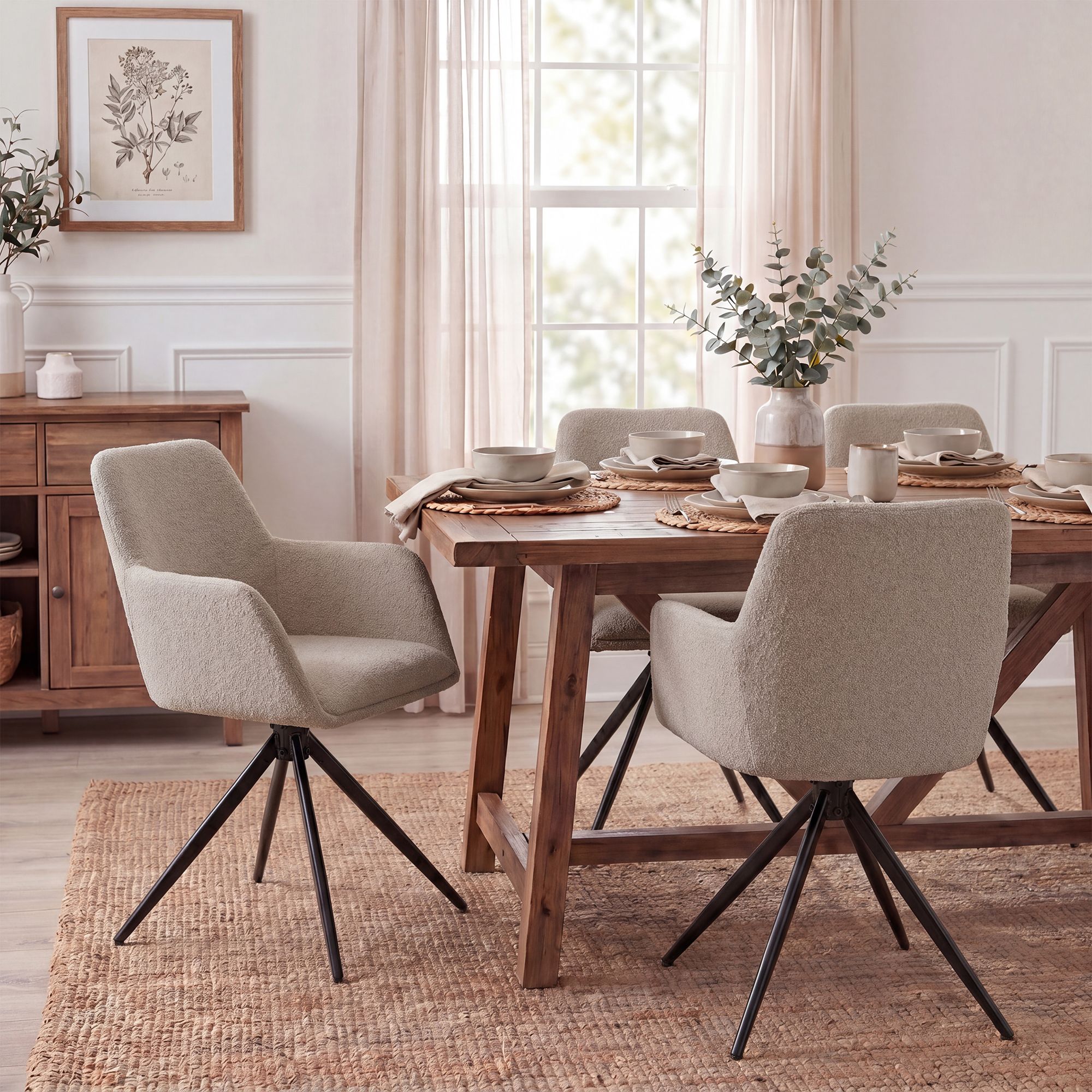 Silla de Comedor Olema de Tejido de Peluche