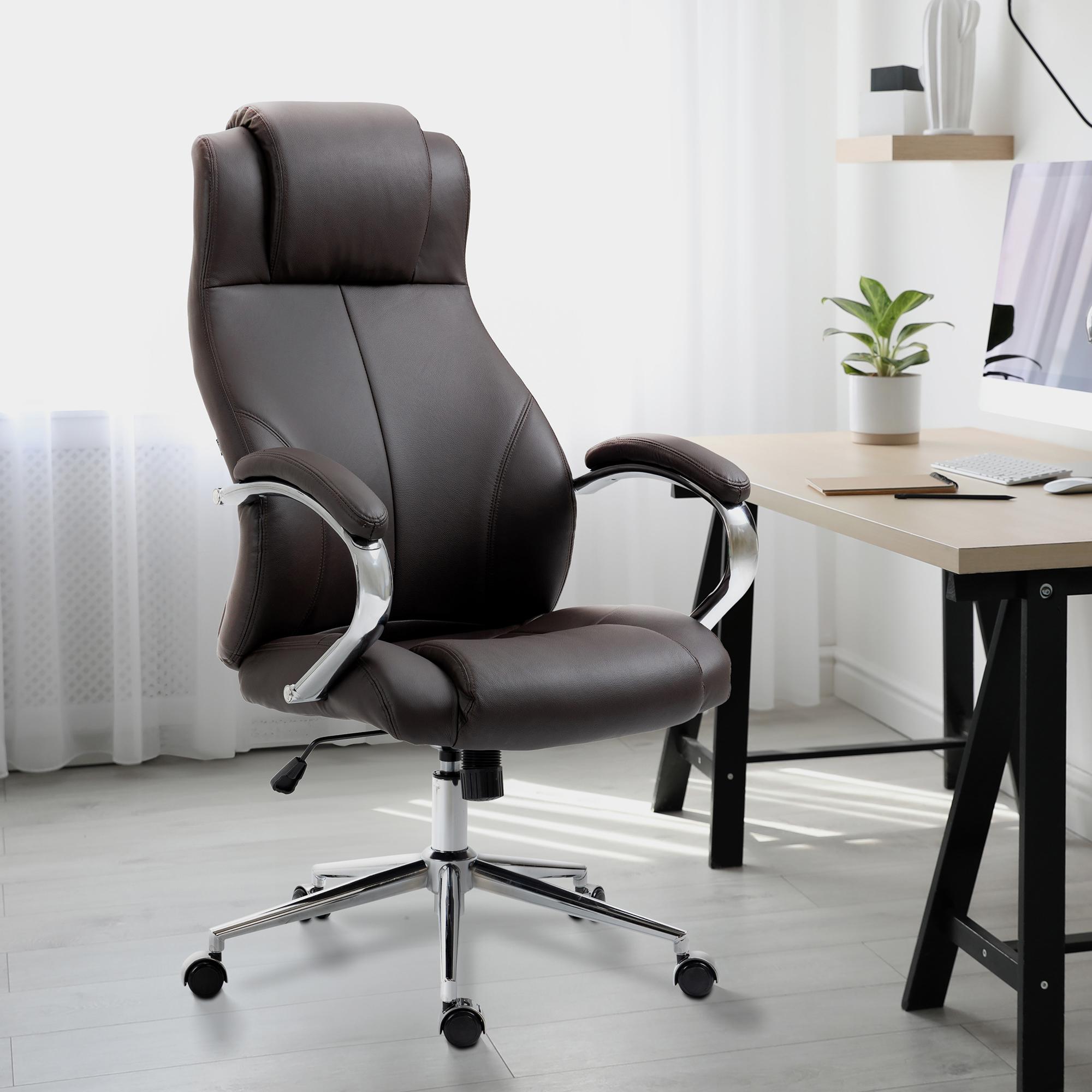 Silla de oficina Salford de cuero auténtico