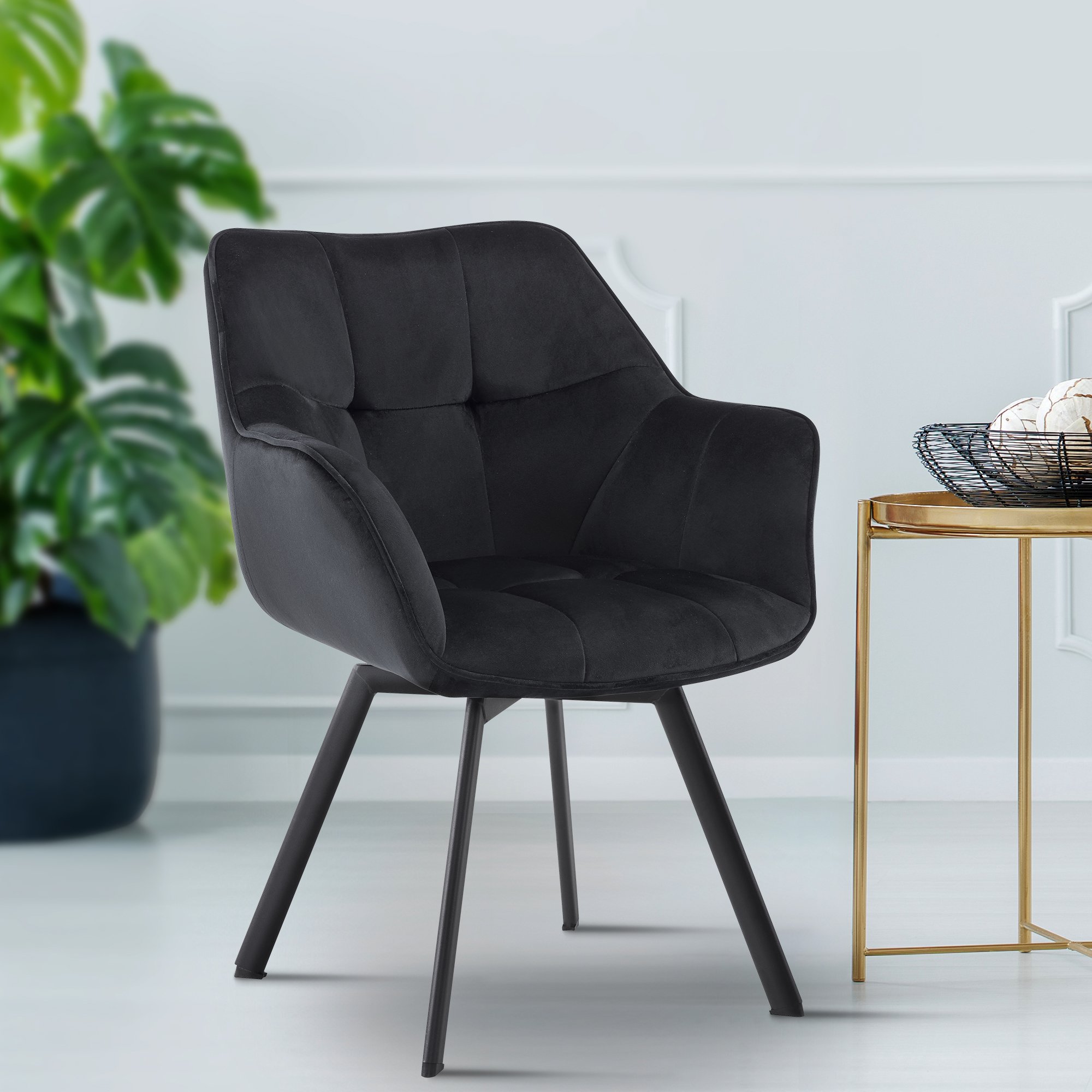 Silla de comedor de terciopelo Jordi