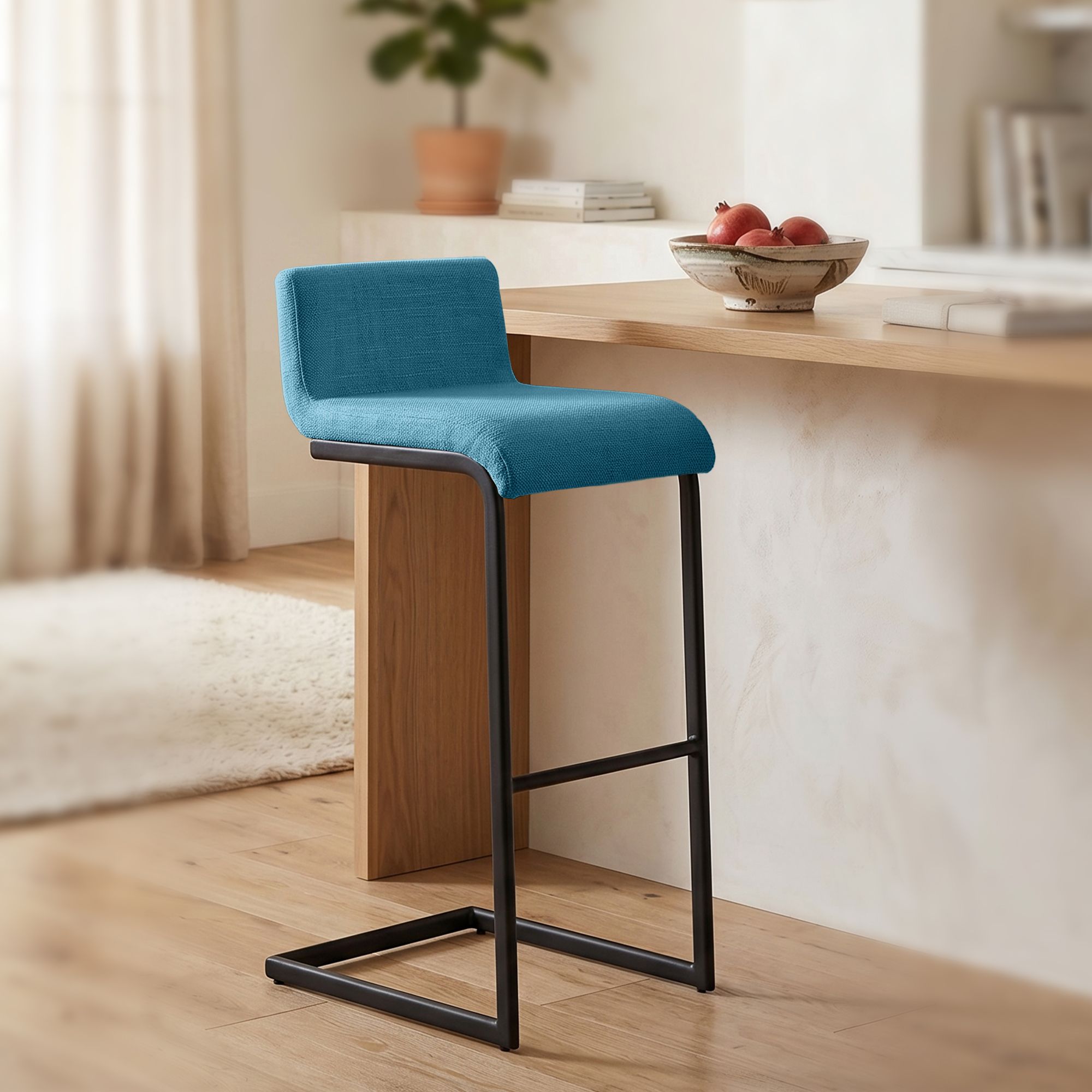 Set de 2 Taburetes de Bar Newport, Estructura de Metal Negro
