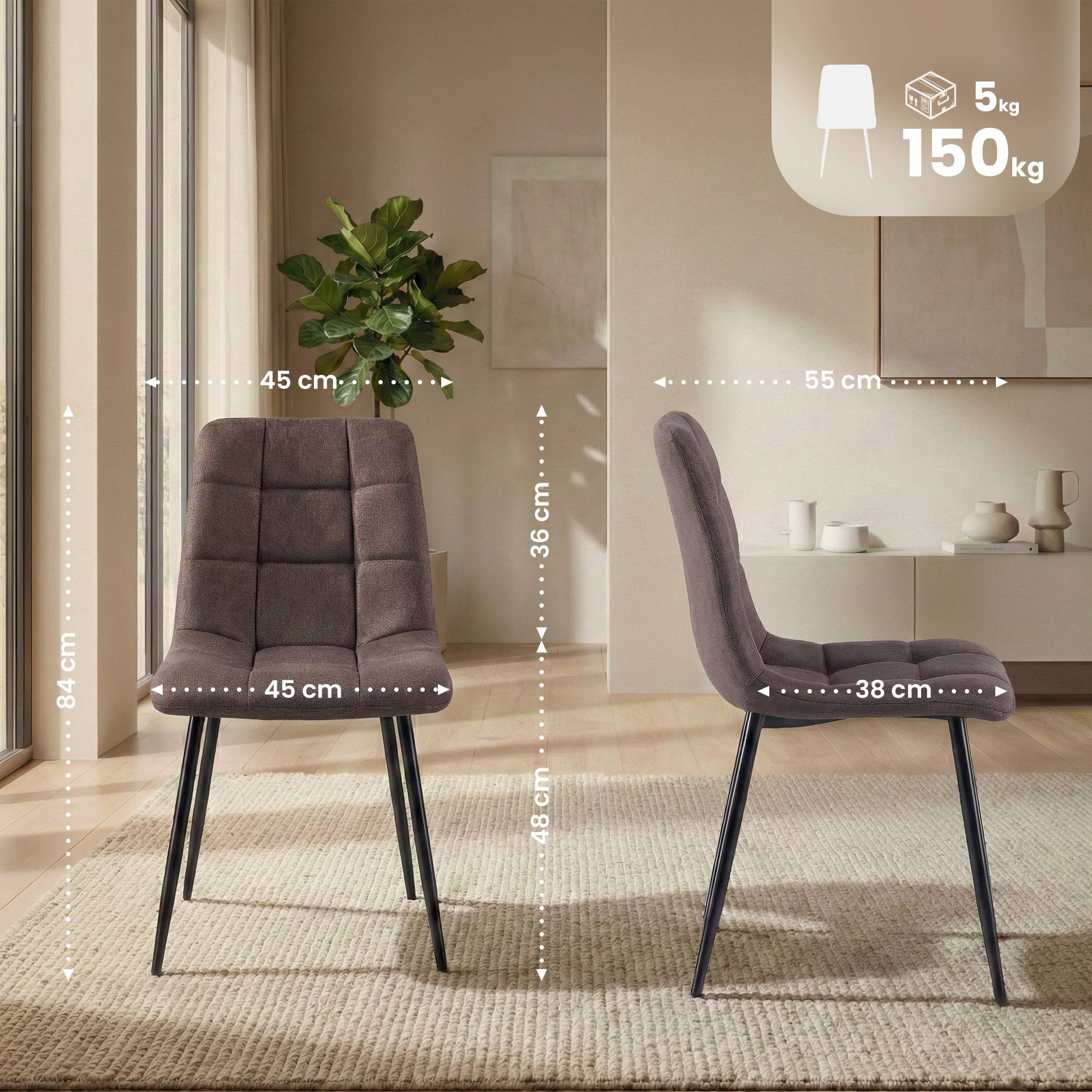 Juego de 4 sillas de comedor Antibes tapizadas en tela