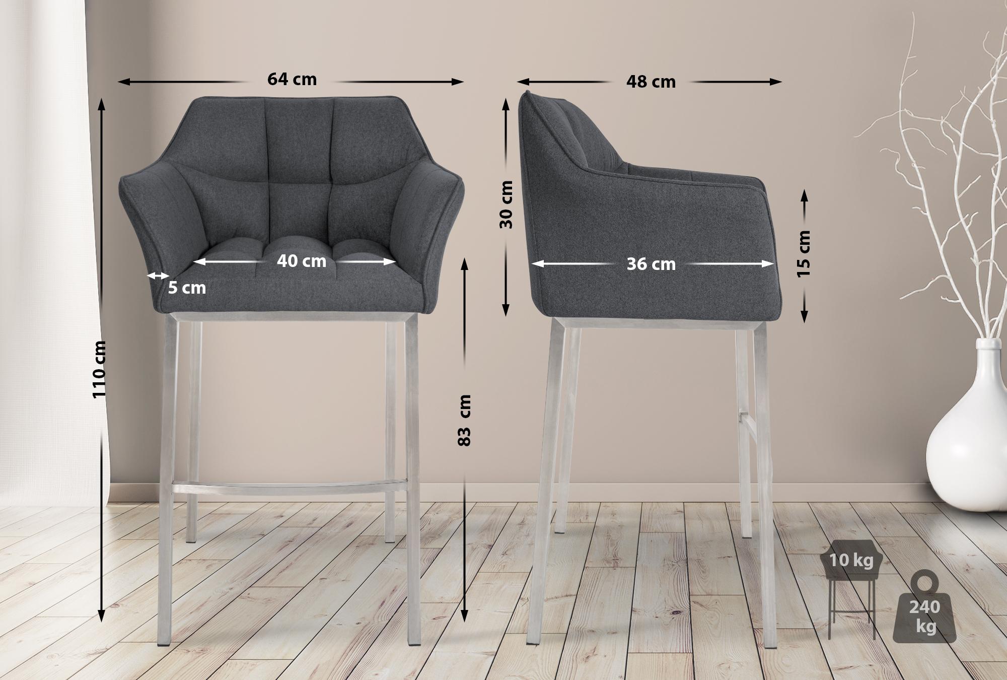 Taburete de Bar Damaso con Fieltro y Base de Cuatro Patas