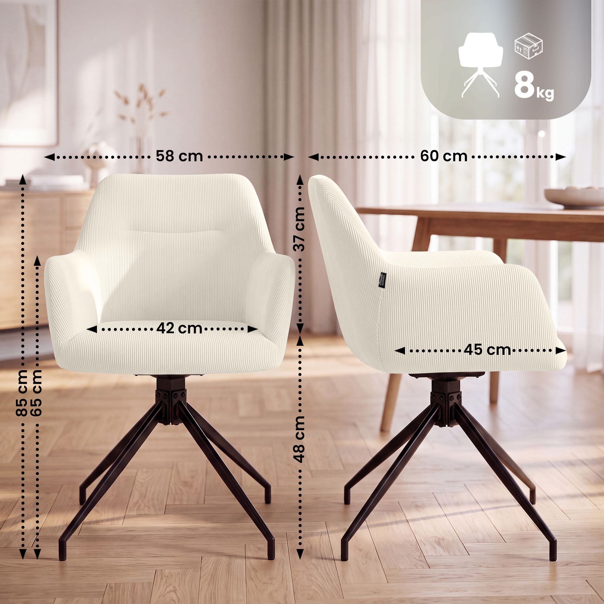 Silla de comedor Merlinda de pana
