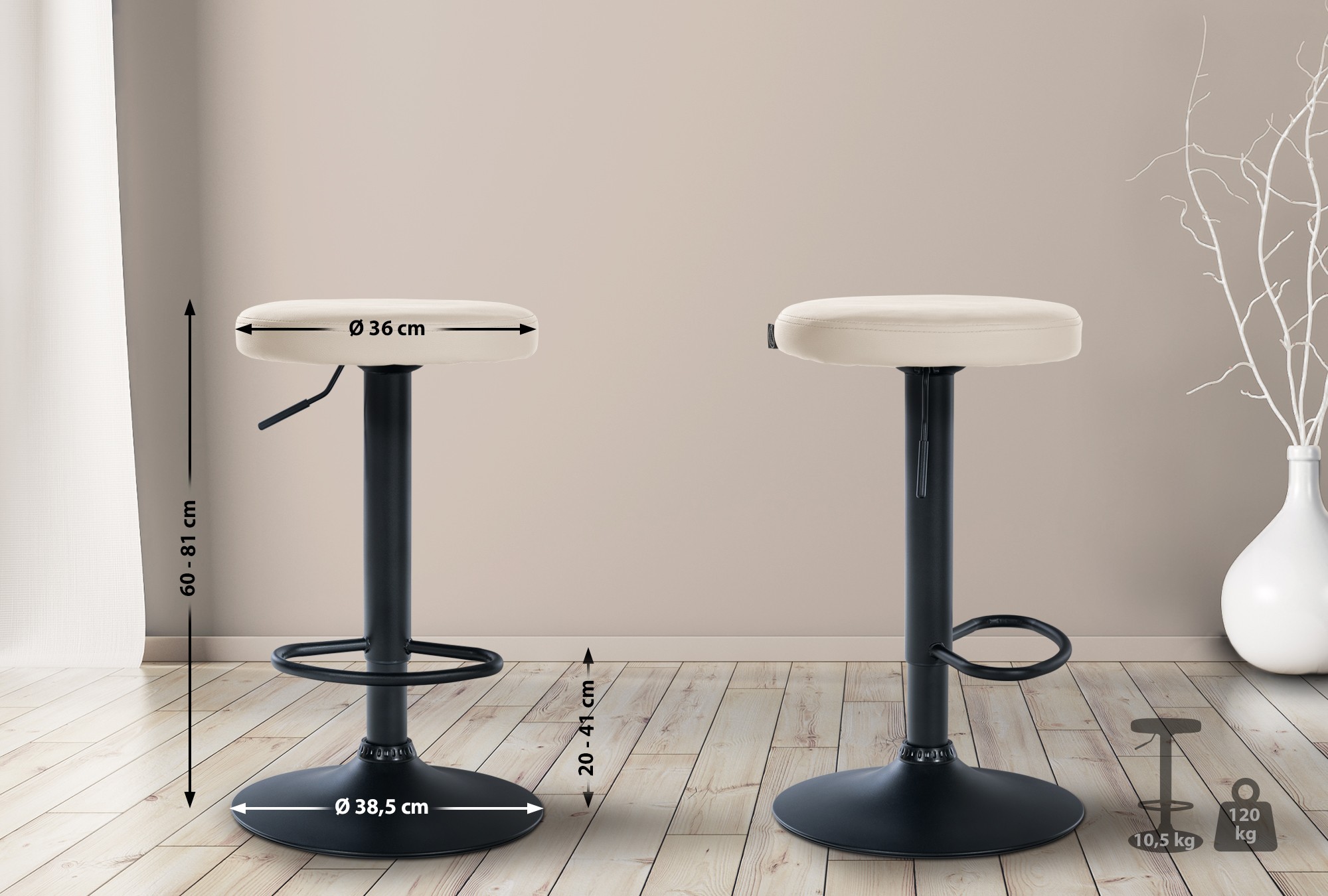 Set de 2 taburetes de bar Ponte en polipiel