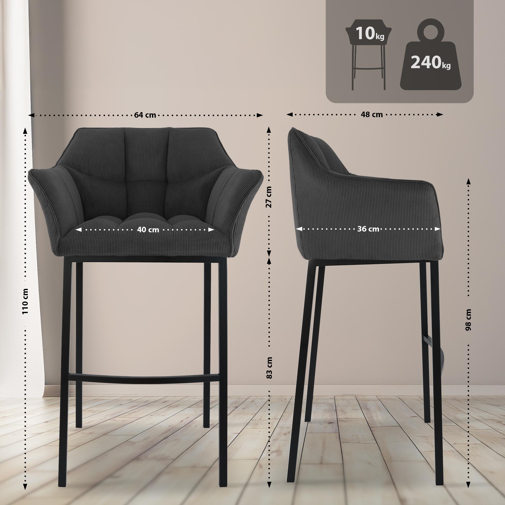 Taburete de bar Damaso Cord con base de cuatro patas
