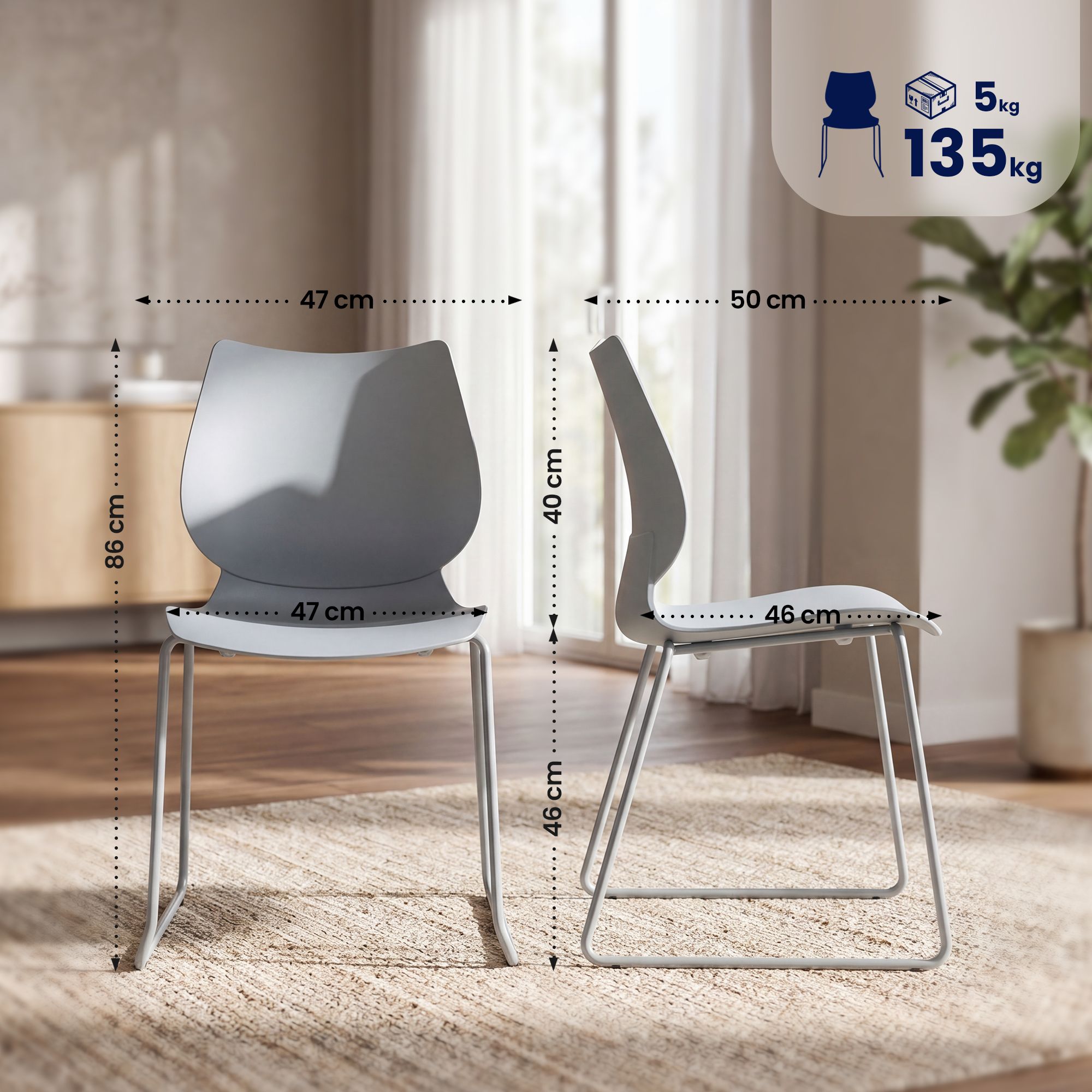 Set de 2 sillas apilables Houma
