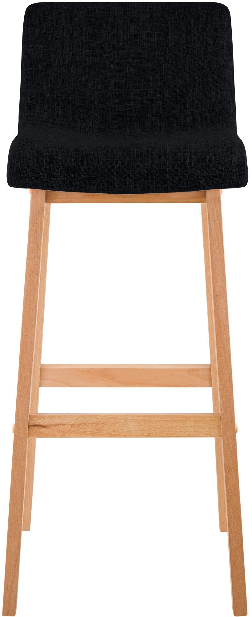 Juego de 2 taburetes de bar Hover, asiento de tela, patas de madera de haya natural