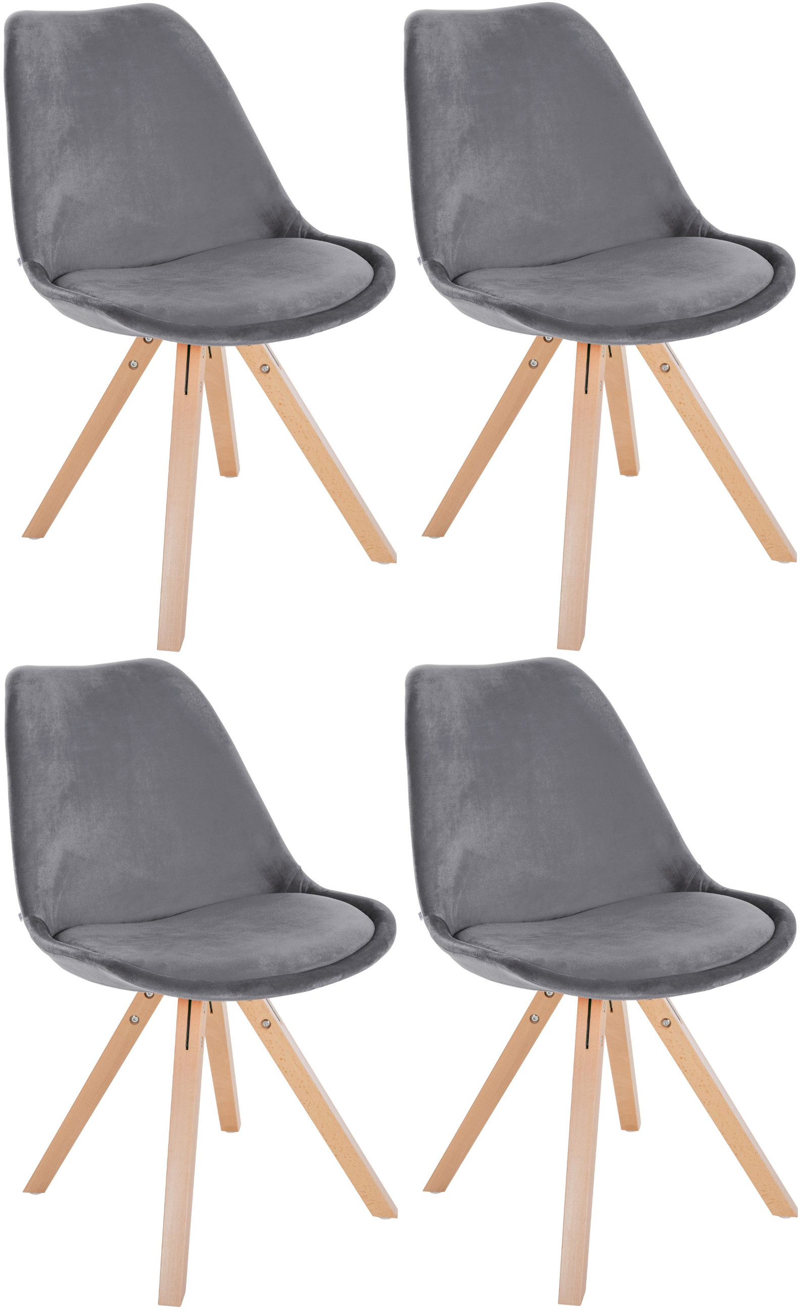 Pack de 4 sillas de salón Sofia en terciopelo
