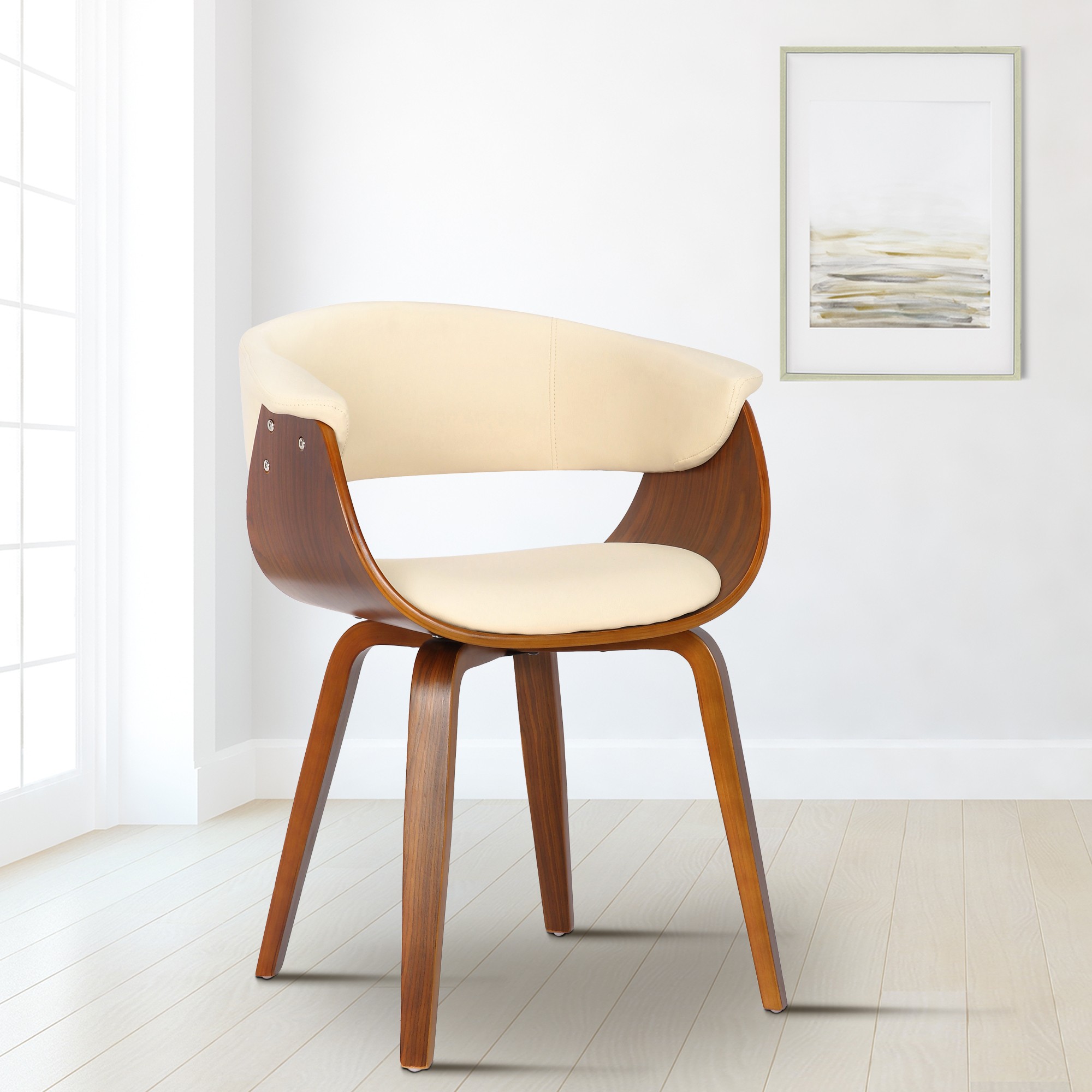 Silla Bruce de madera & polipiel