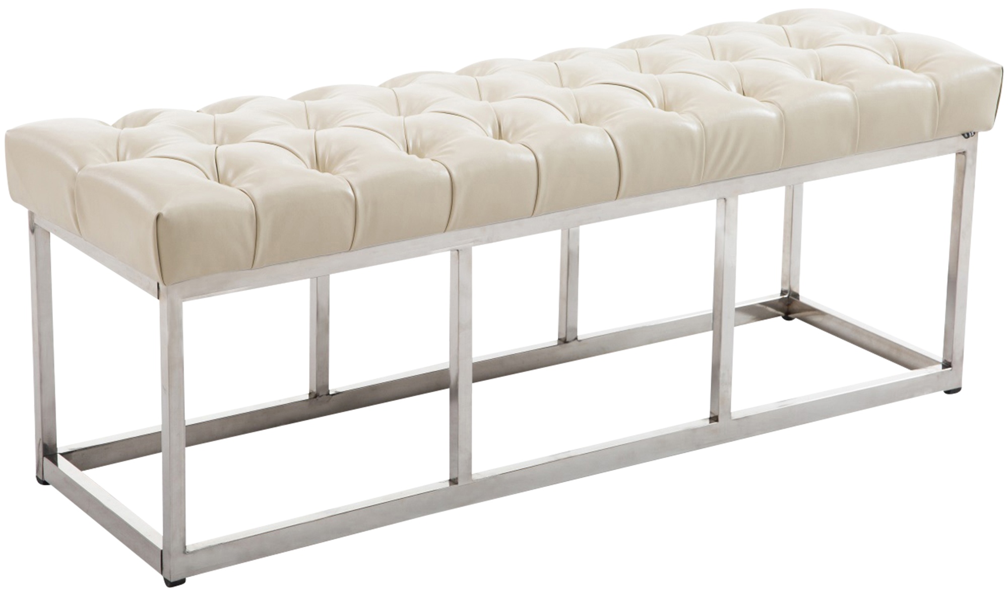 Taburete Pie de Cama Amun Con Base en Acero Inox.