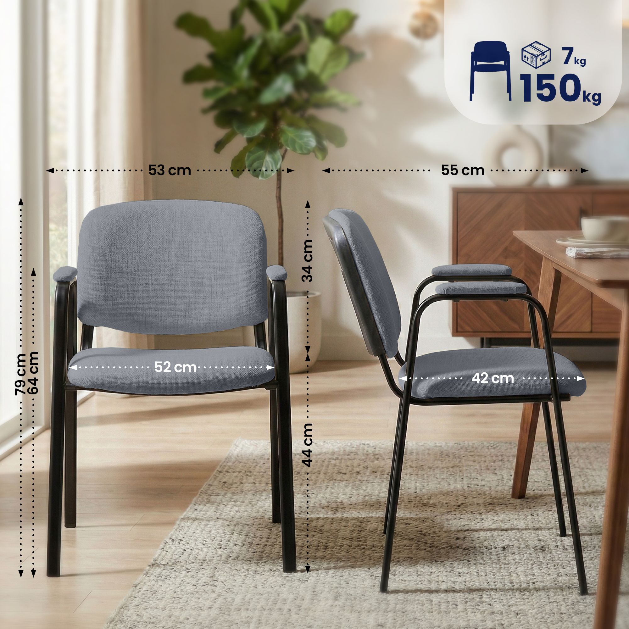 Set de 4 Sillas Apilables Ken Pro de Tela