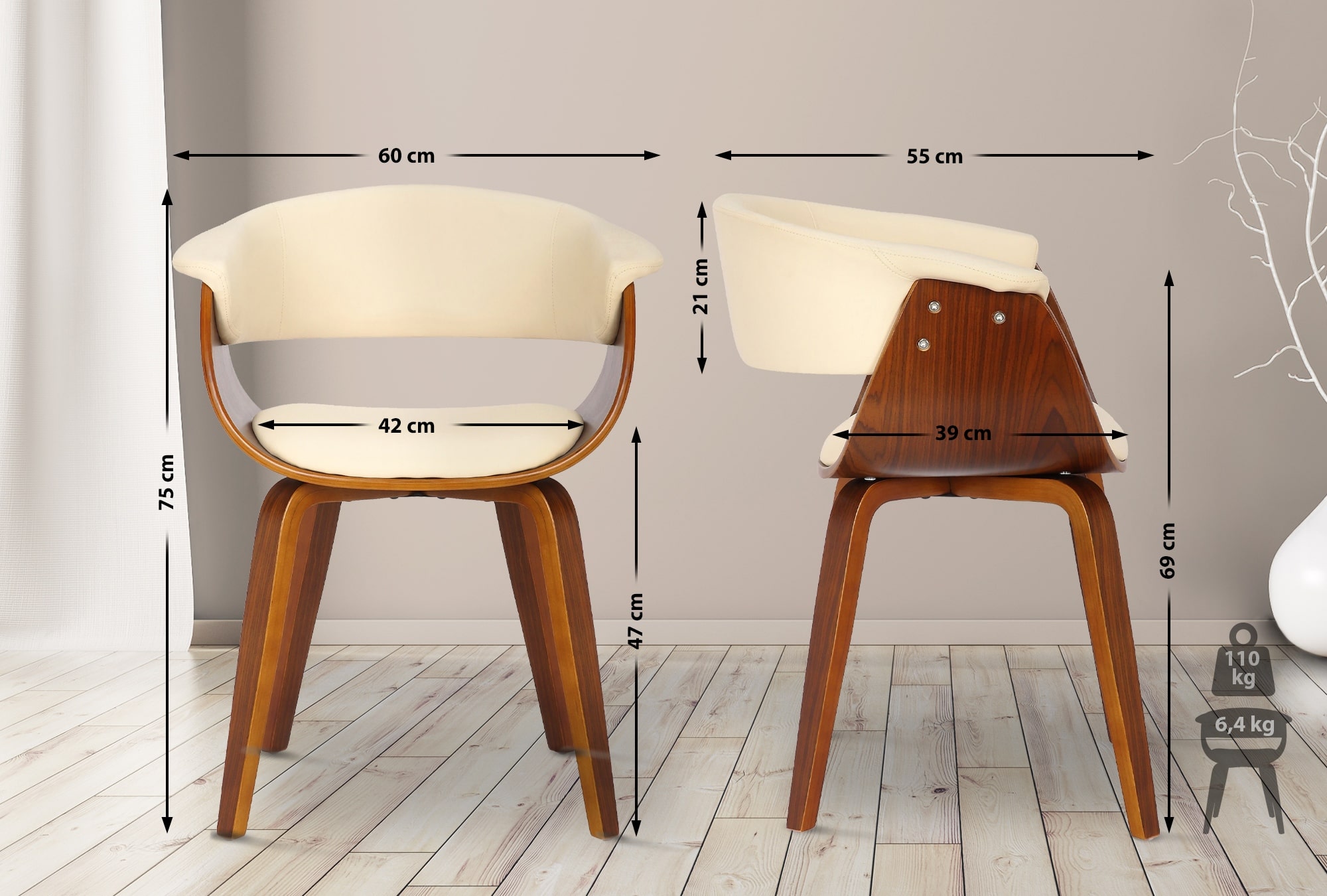 Set de 2 sillas de comedor Bruce