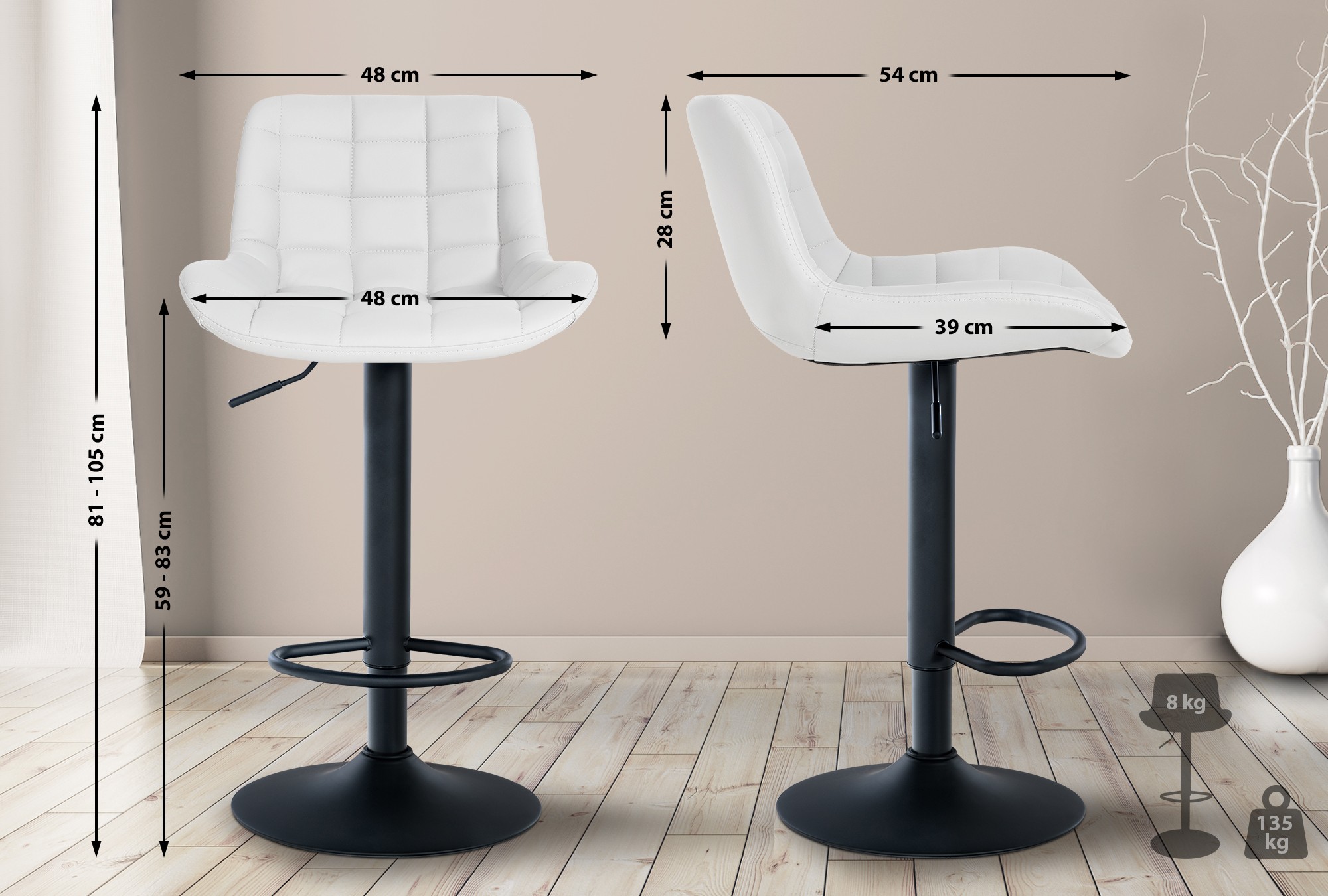 Set de 2 Taburetes de bar Tover