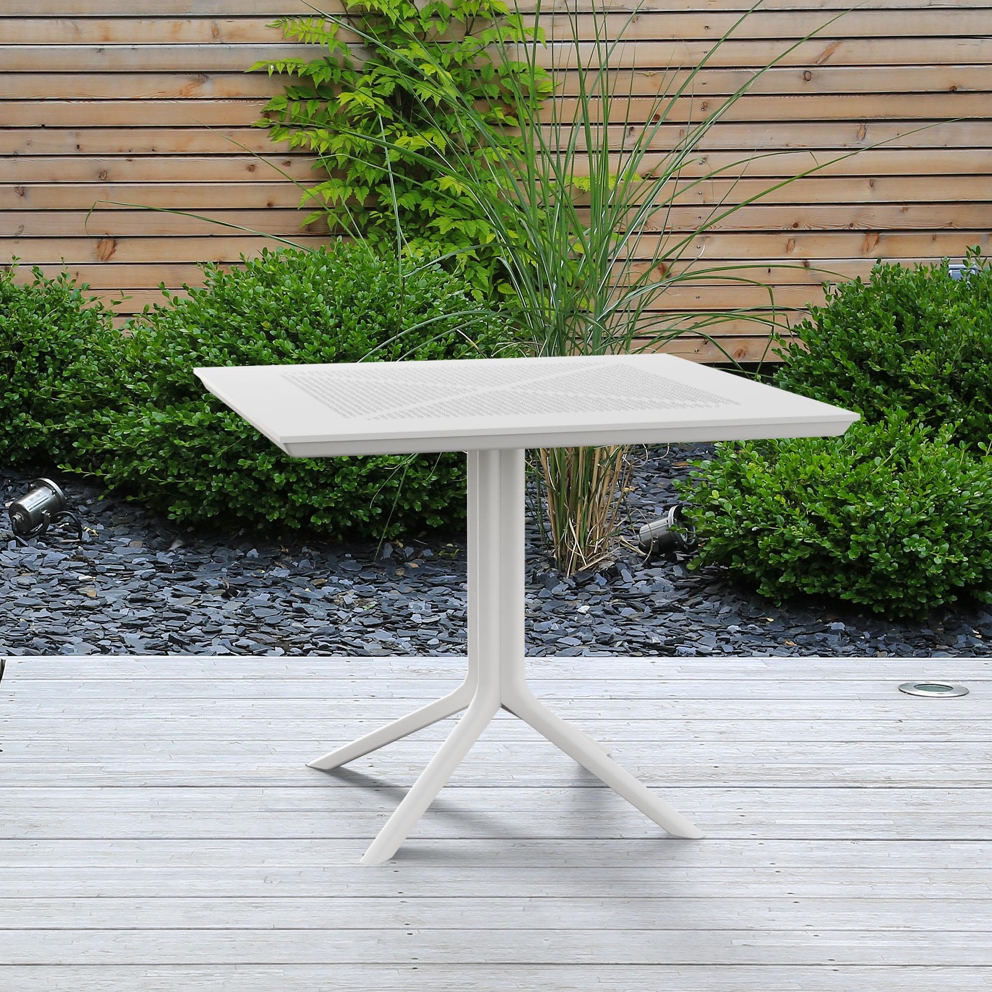 Mesa de jardín Lenval 80x80 cm Mesa de exterior en blanco o negro
