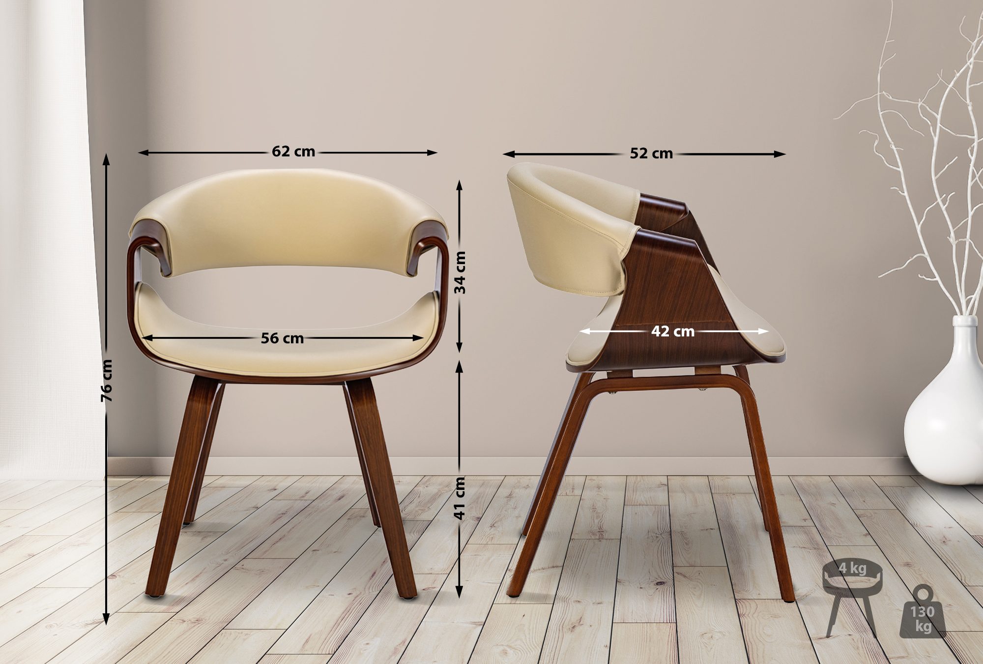 Set de 2 Sillas de comedor Foley