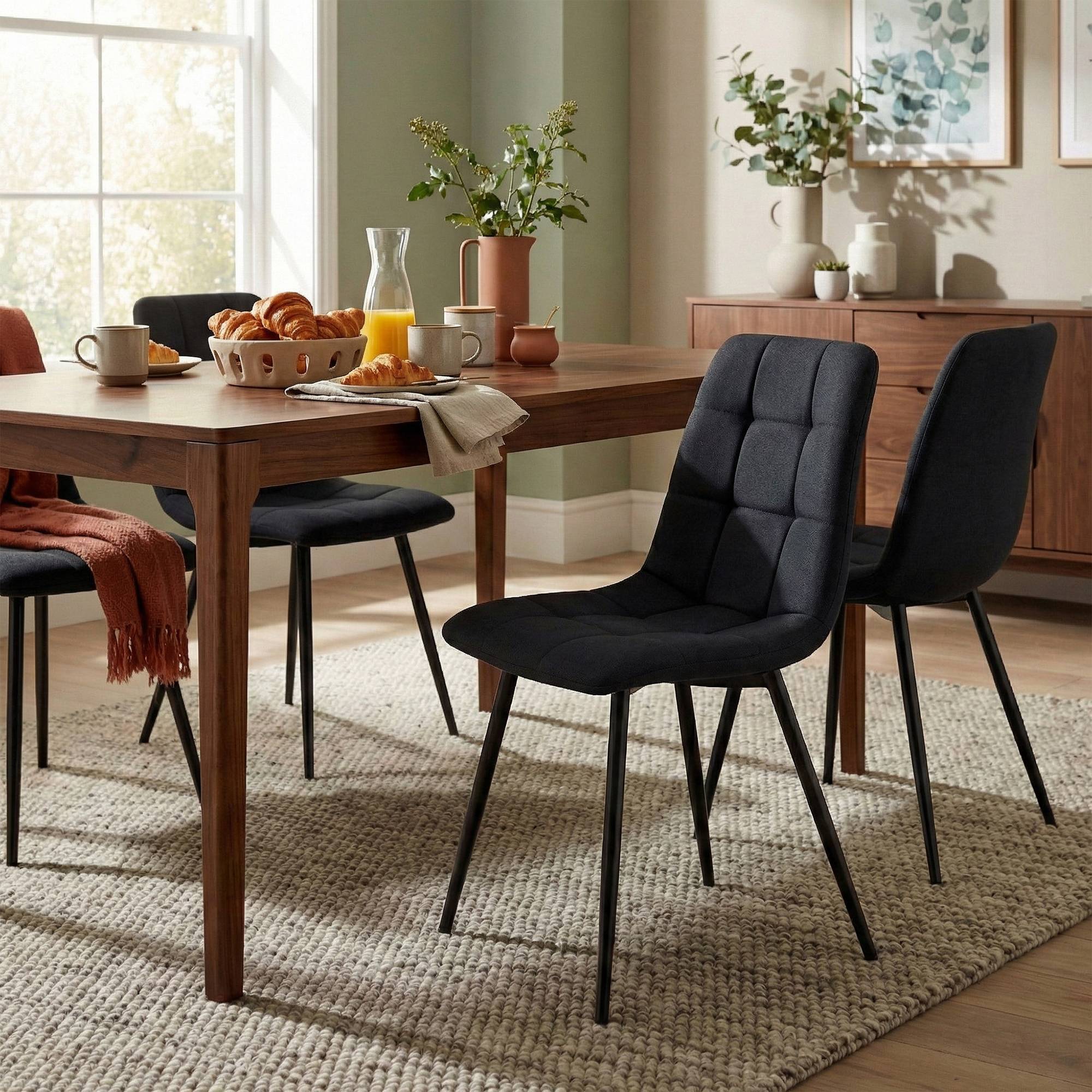 Juego de 4 sillas de comedor Antibes tapizadas en tela