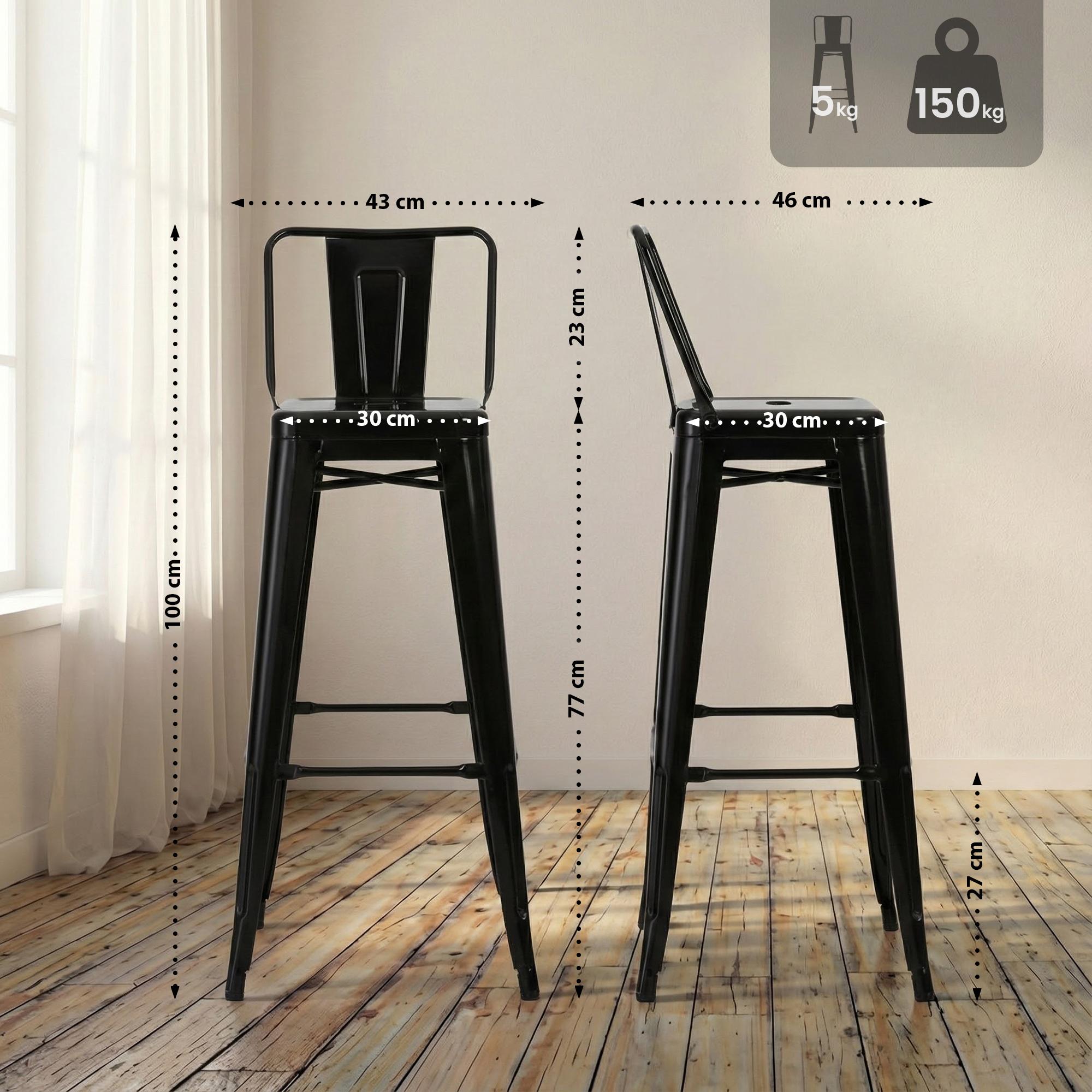 Taburete de bar de metal Mason