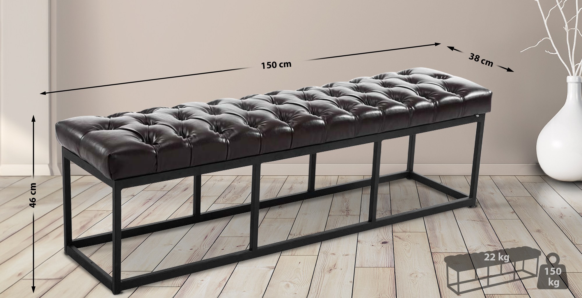 Taburete Pie de Cama Amun Con Base en Negro