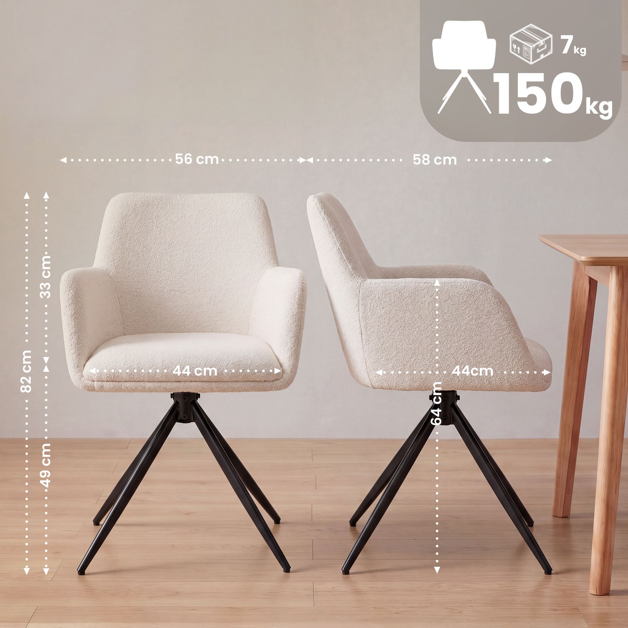 Silla de Comedor Olema de Tejido de Peluche
