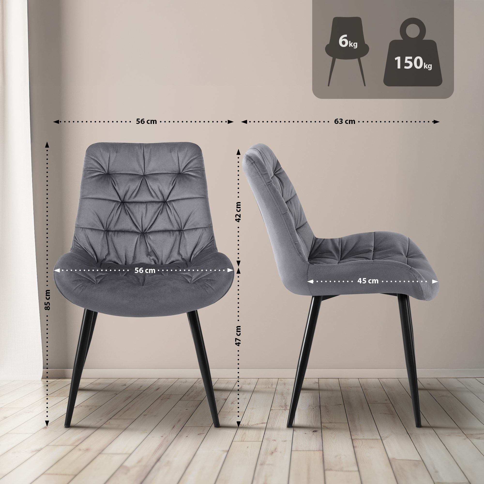 Silla de comedor de terciopelo Rossford