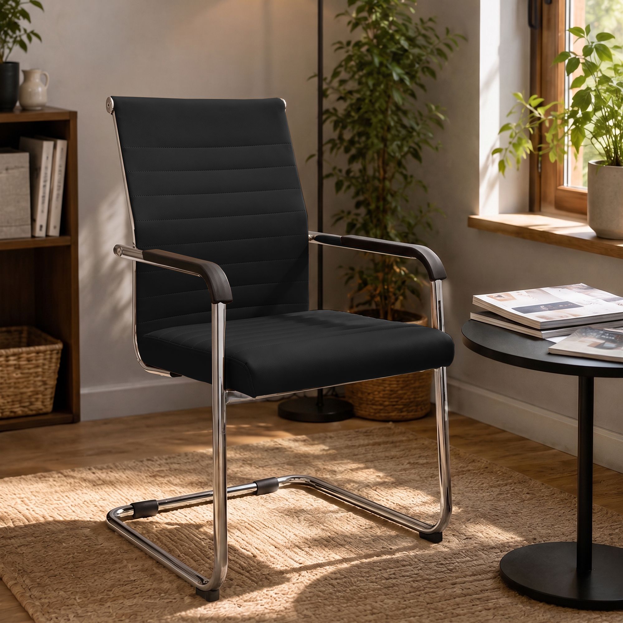 Silla cantilever Hakon en imitación de cuero elegante y cómoda para tu comedor o oficina