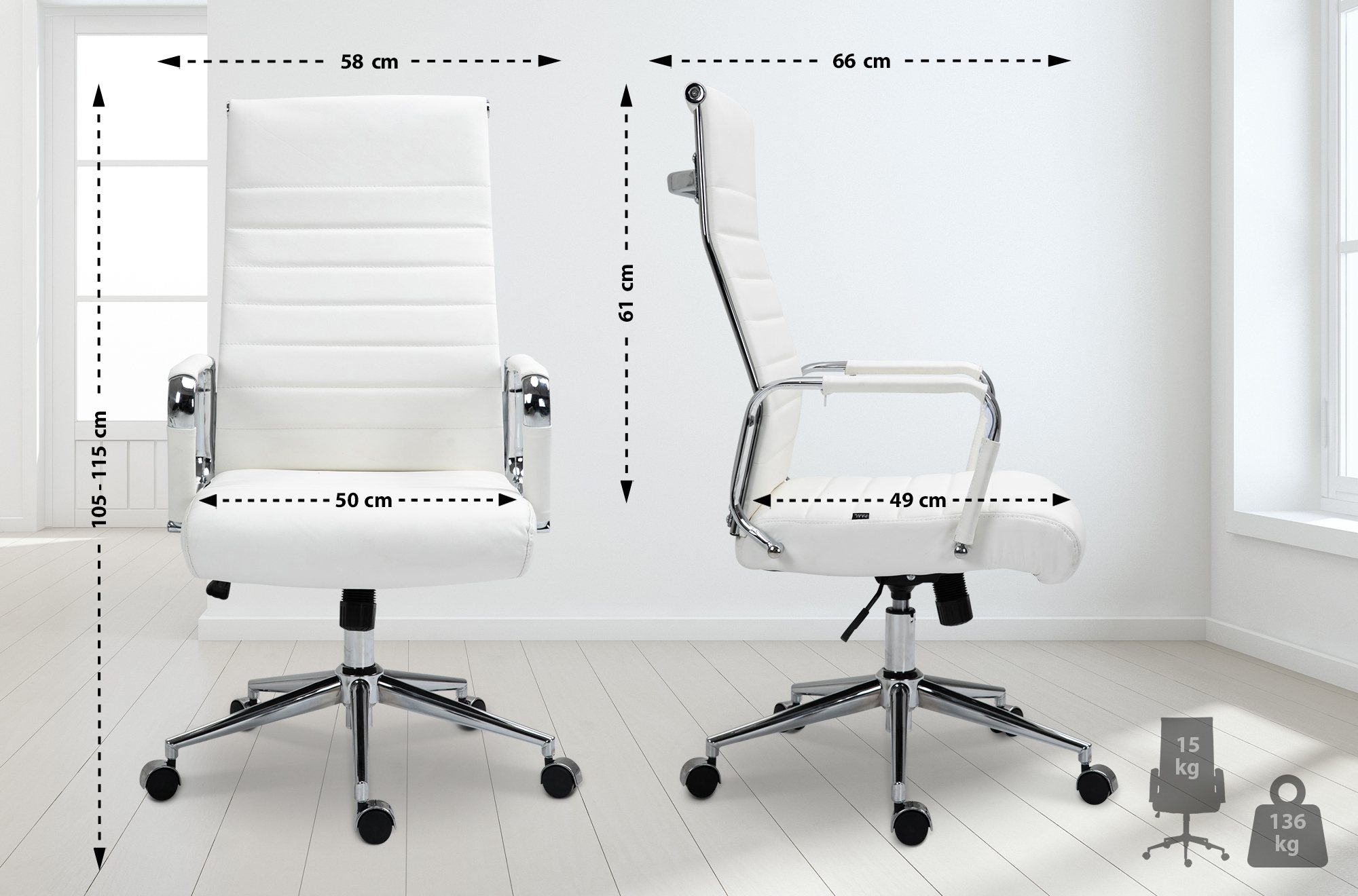Silla de oficina Kolumbus de cuero auténtico