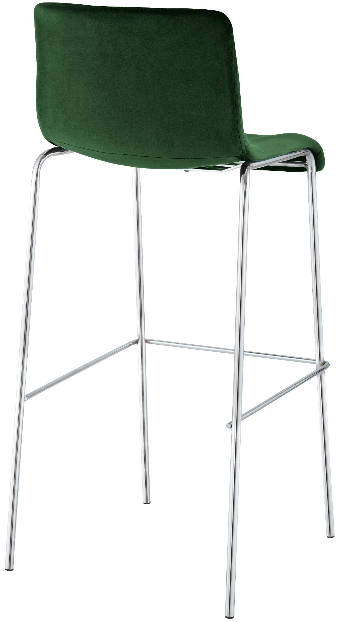 Taburete de barra Hover tapizado en terciopelo con estructura de cuatro patas cromada