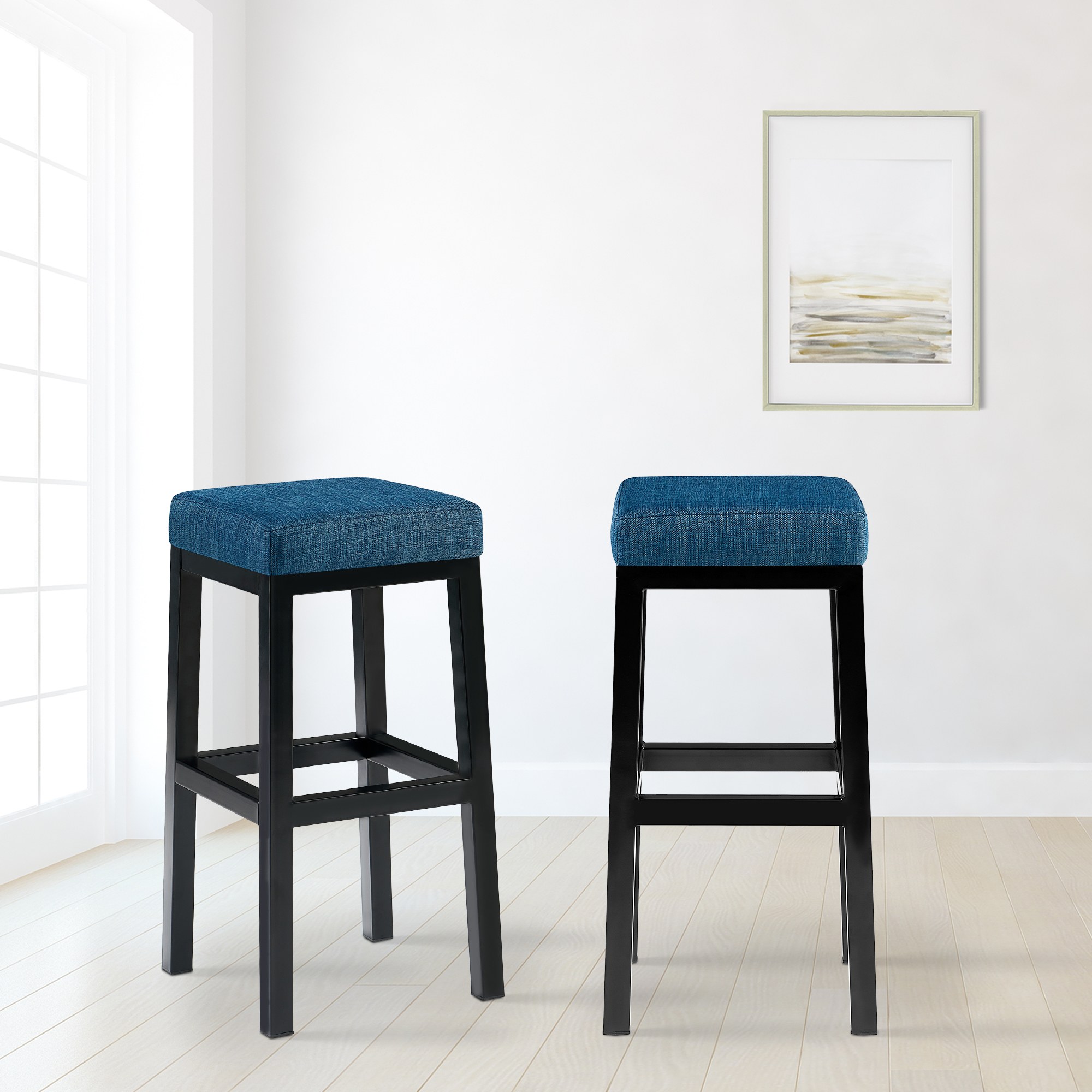 Taburete de bar Taylor Funda de tela Altura del asiento 78 cm Estructura de metal negro