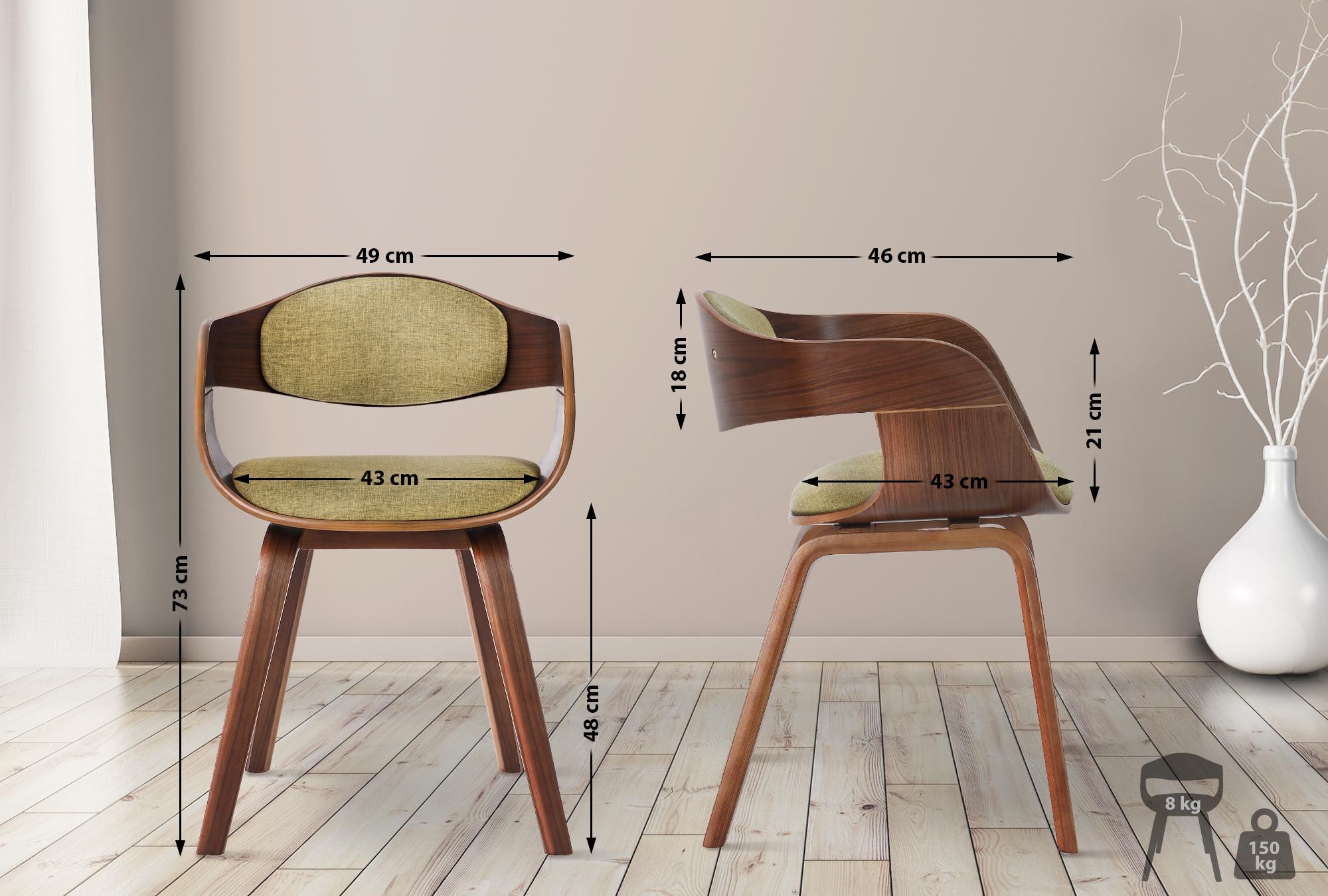 Set de 2 sillas de comedor Kingston de tela y madera