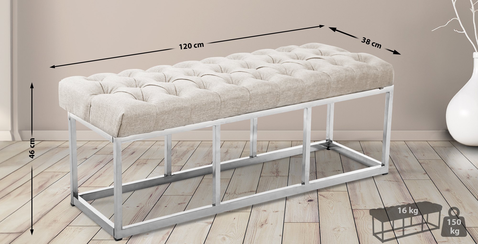 Taburete Pie de Cama Amun en Tela