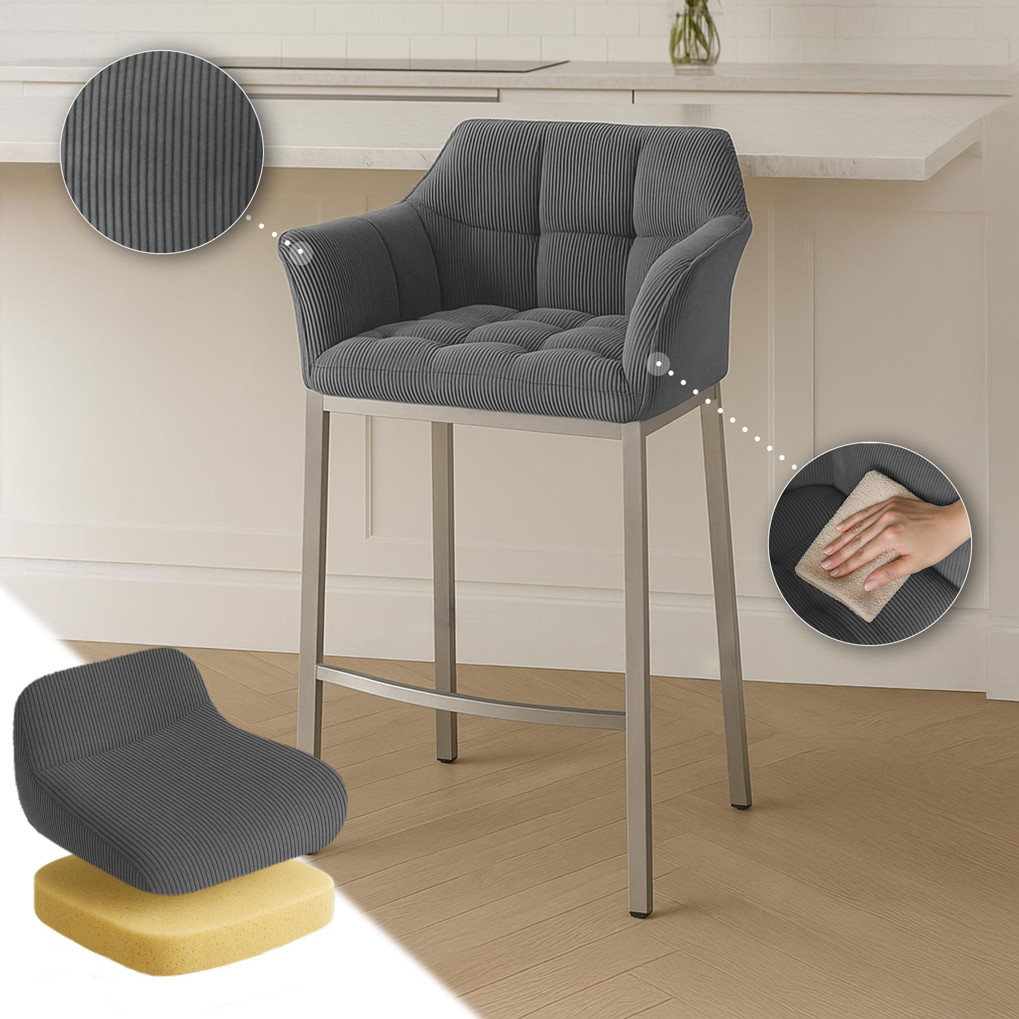 Taburete de bar Damaso Cord con base de cuatro patas