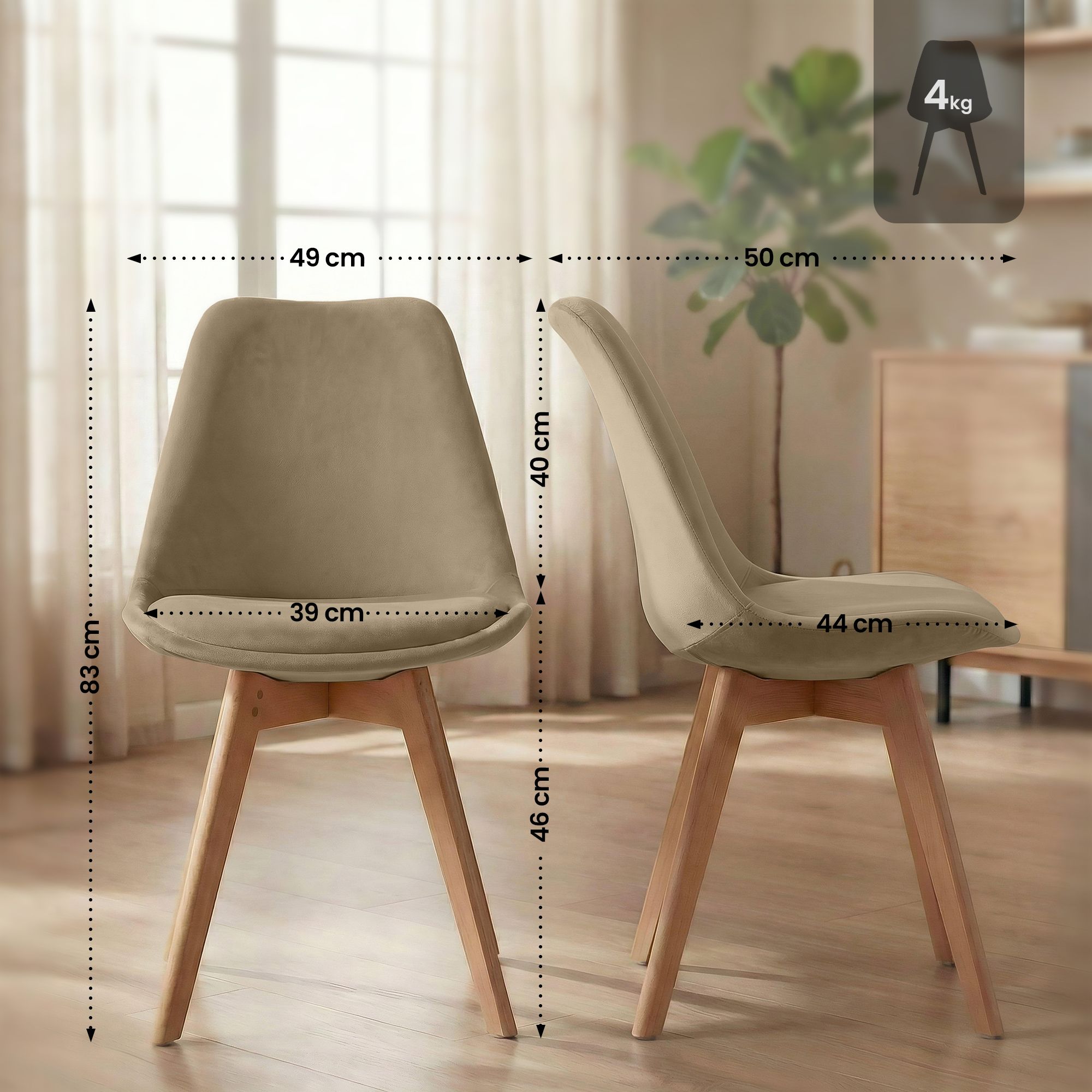 Silla de comedor Linares elegante, cómoda y fácil de limpiar Ideal para tu hogar