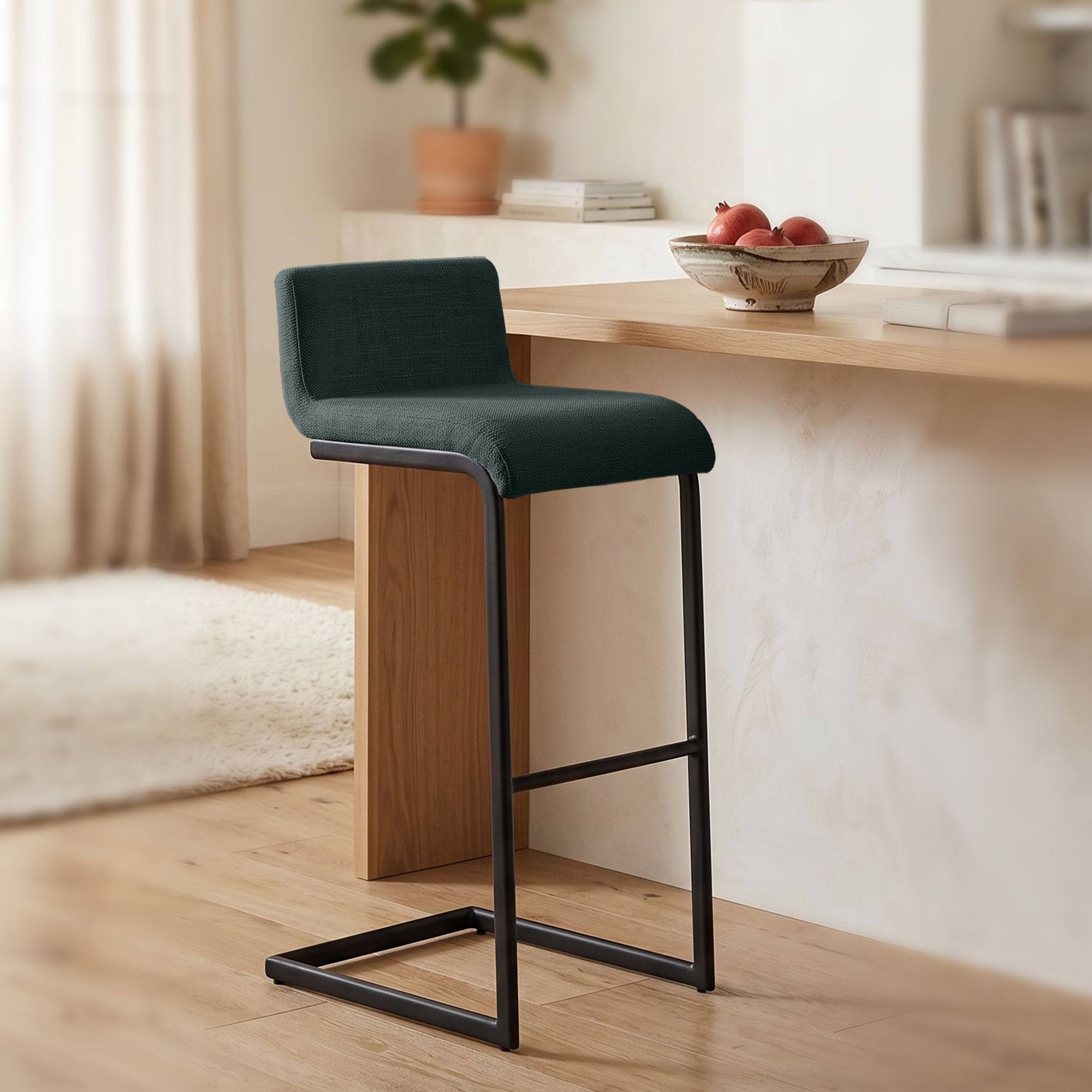 Set de 2 Taburetes de Bar Newport, Estructura de Metal Negro